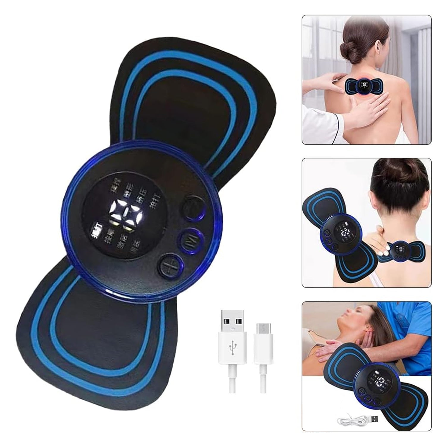 Portable USB Neck Massager Electric Neck Massager, Enhancer Mini Cervical Massager EMS Lymphatic Drainage Massage with Cable