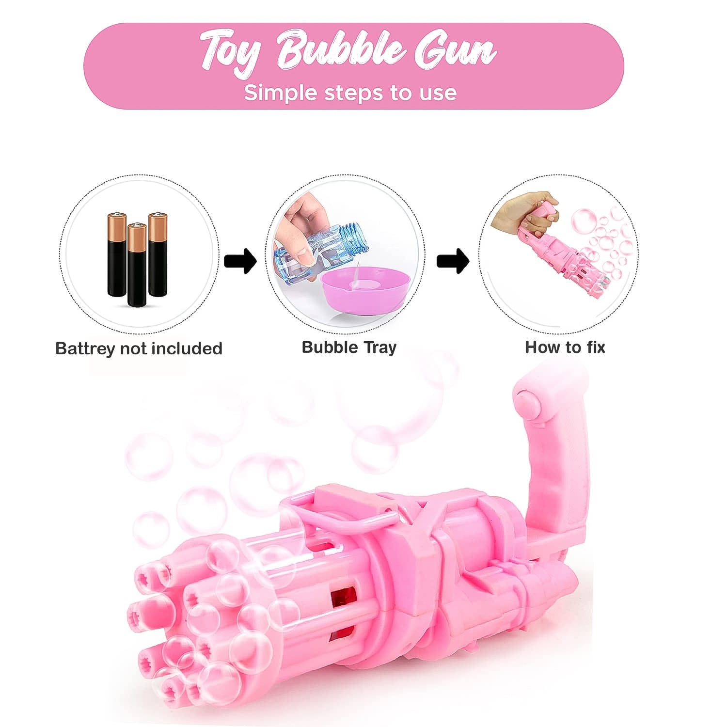 8-Hole battery operated Bubbles Gun Toys for Boys and Girls Variety Bazaar