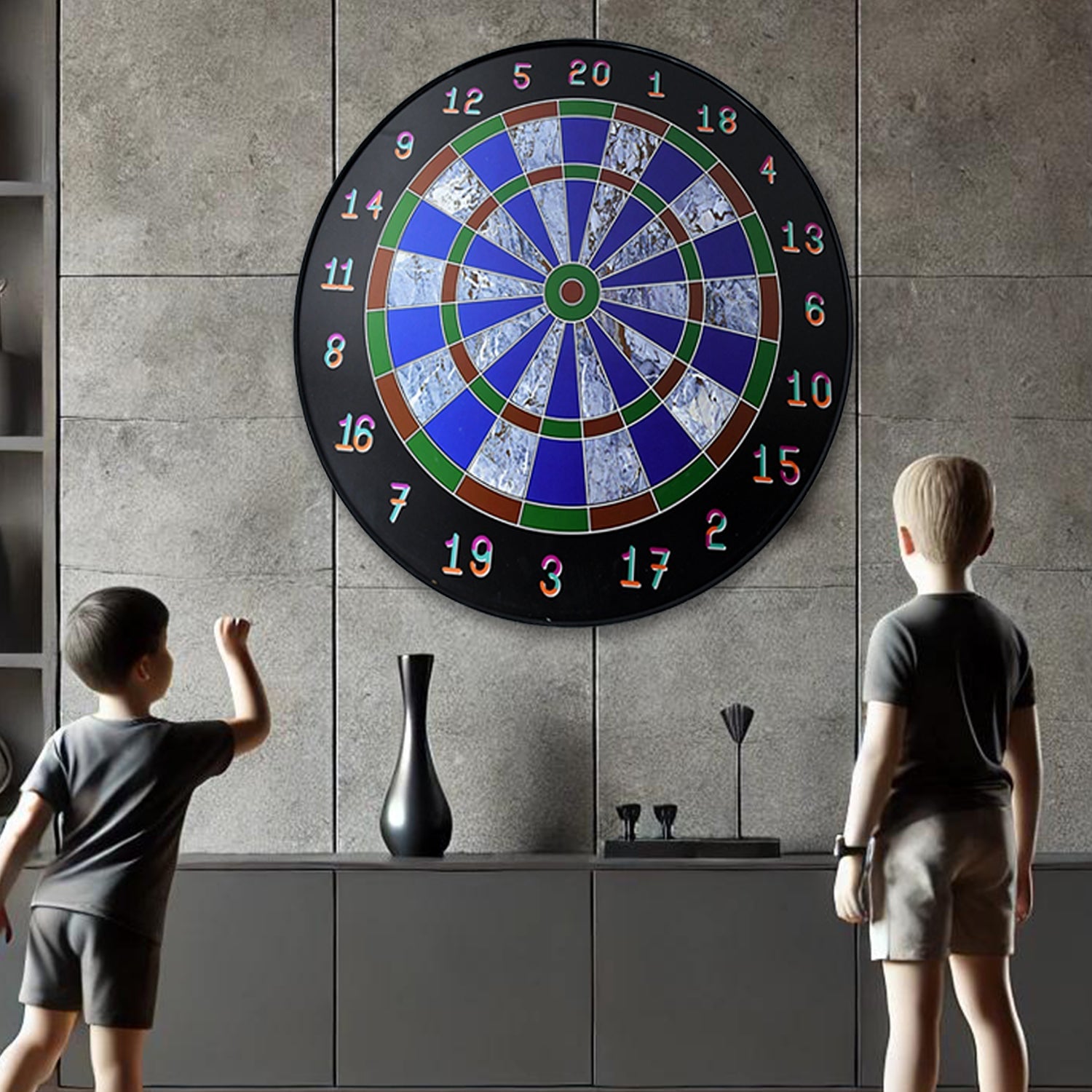 Magnetic Dart Board Game Set with 6 Soft-Tip Darts