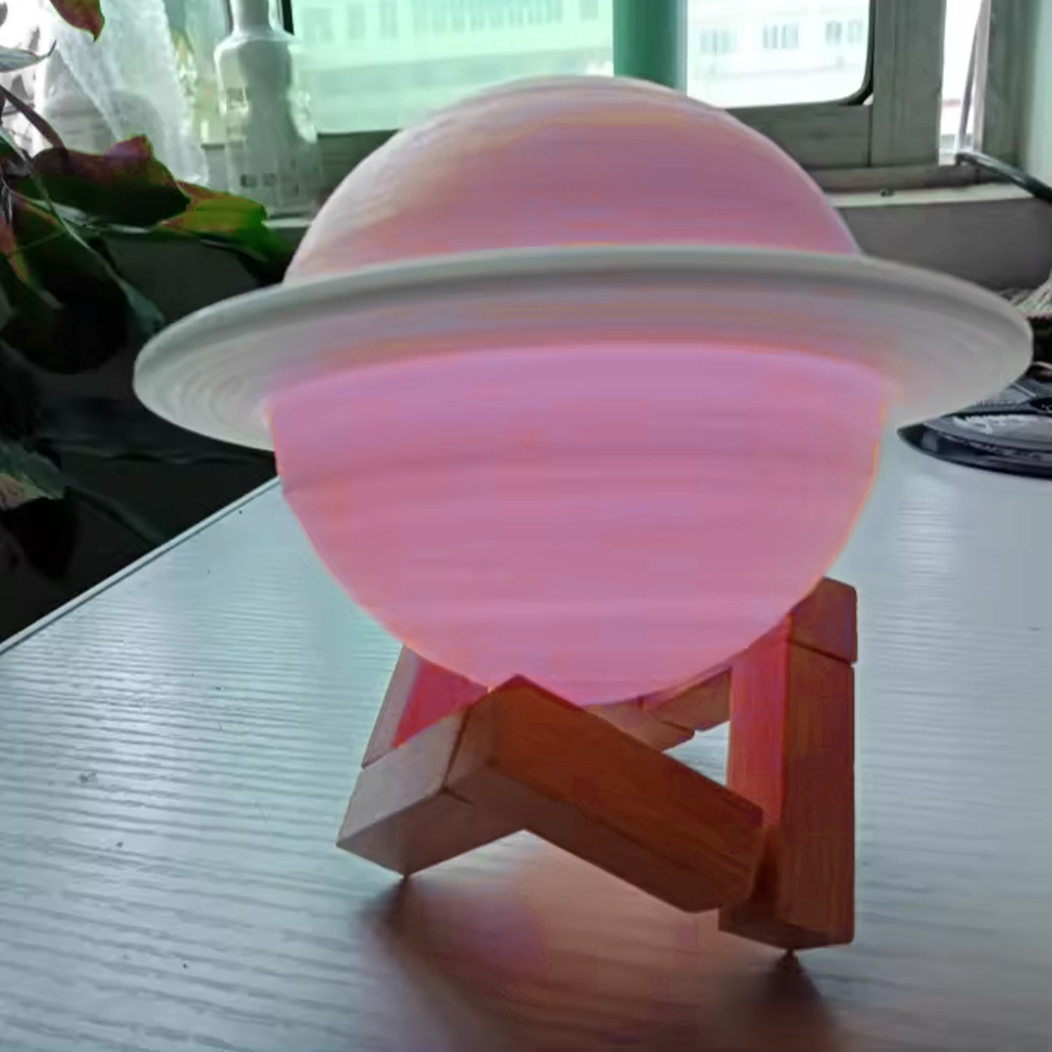 3D Saturn Lamp Home Decoration Bedside Night Light With Base (1 pc / Multicolor) Variety Bazaar