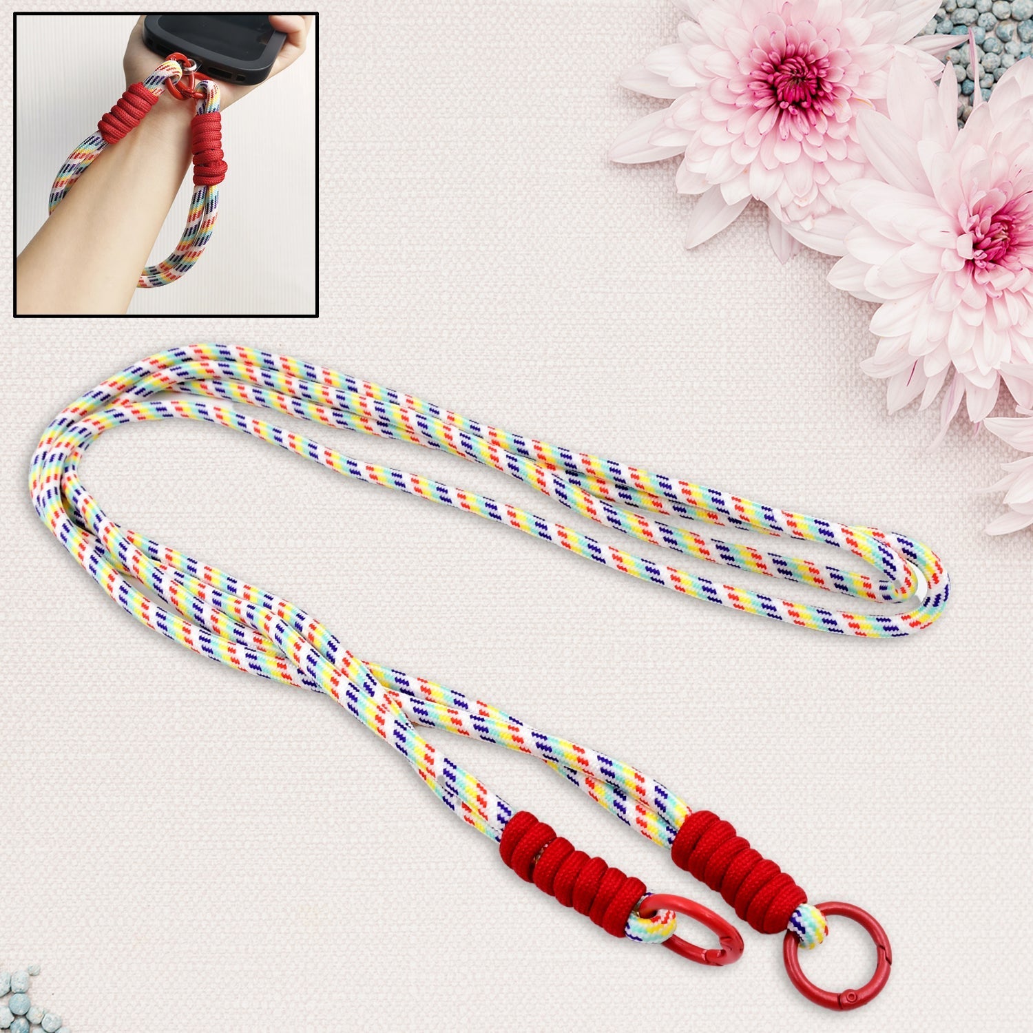 Universal lanyard for phone, Cross-body Cell Phone Lanyard With All Smartphones (1 pc / 52 Inch / Multicolor) Variety Bazaar