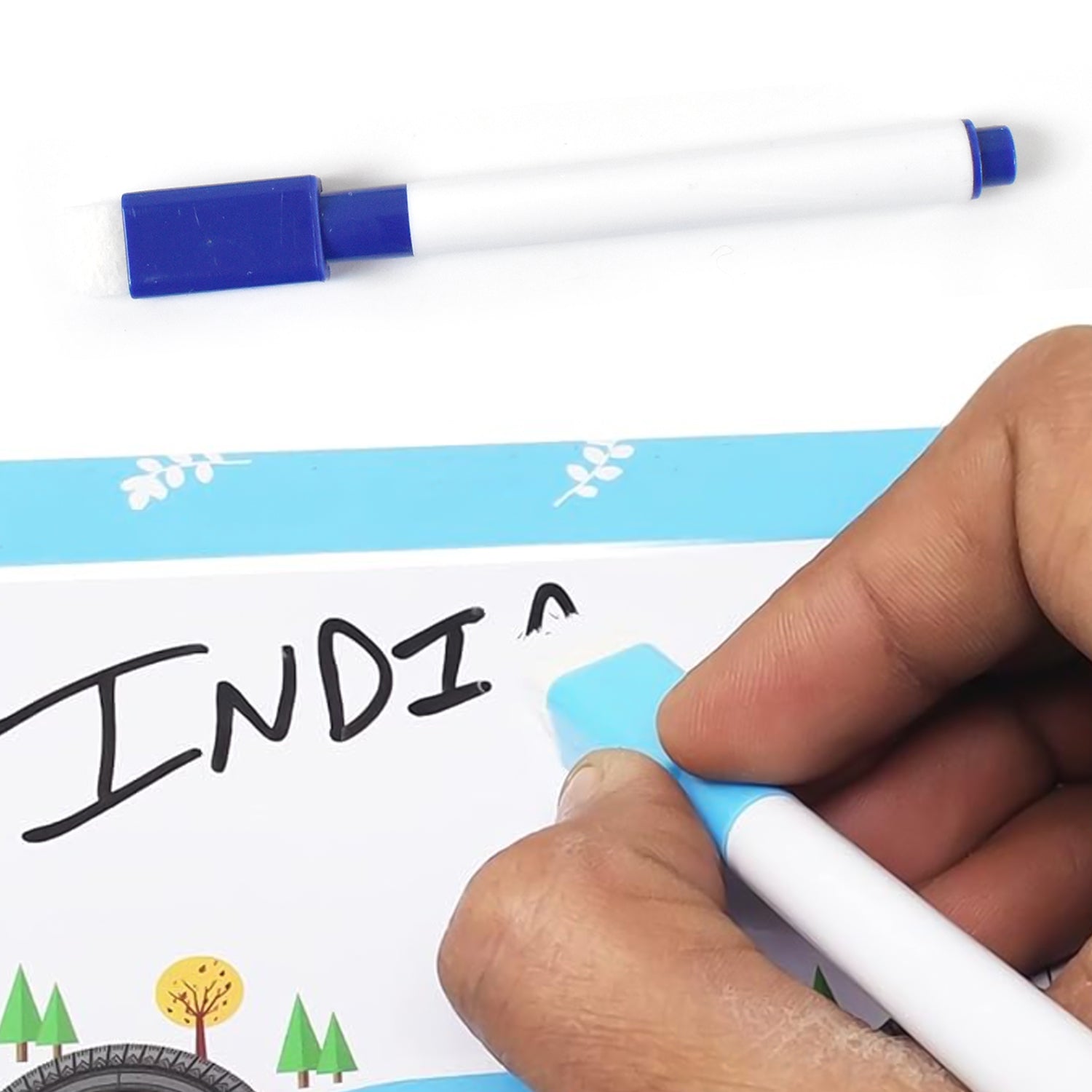 Cartoon Metal Compass Box for Kids with Stationery (6 Pc Set) Variety Bazaar