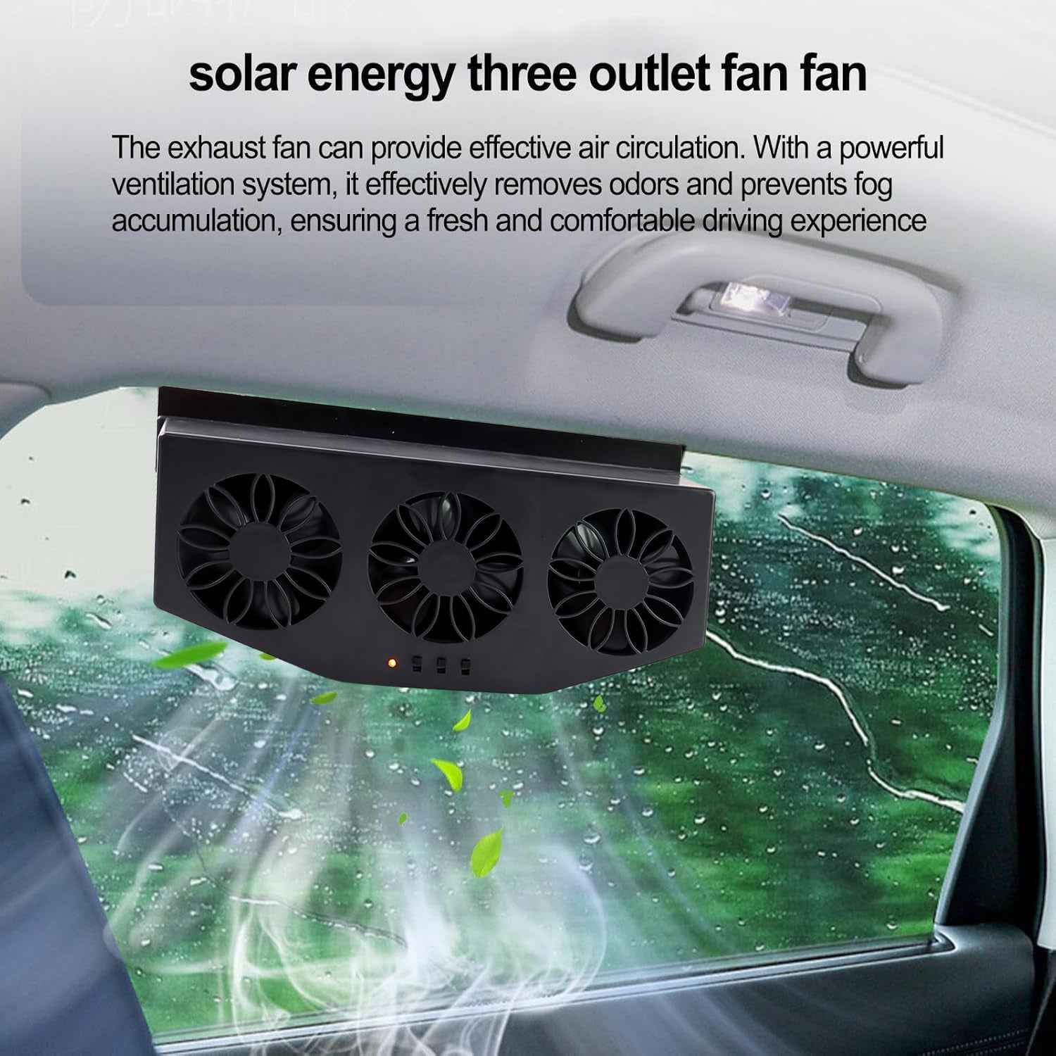 Triple Fan Solar Powered Car Exhaust Ventilation System with USB Charging