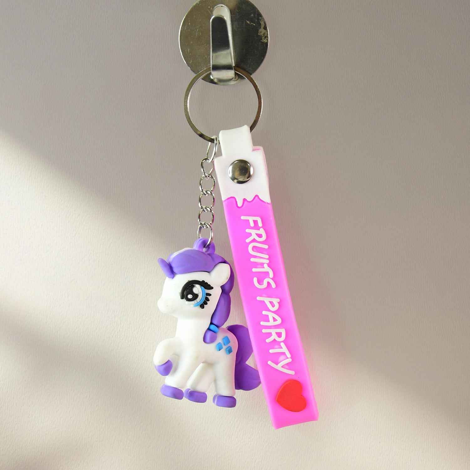 Cute Cartoon Unicorn Keychain with Silicone Strap (1 Pc / Mix design)