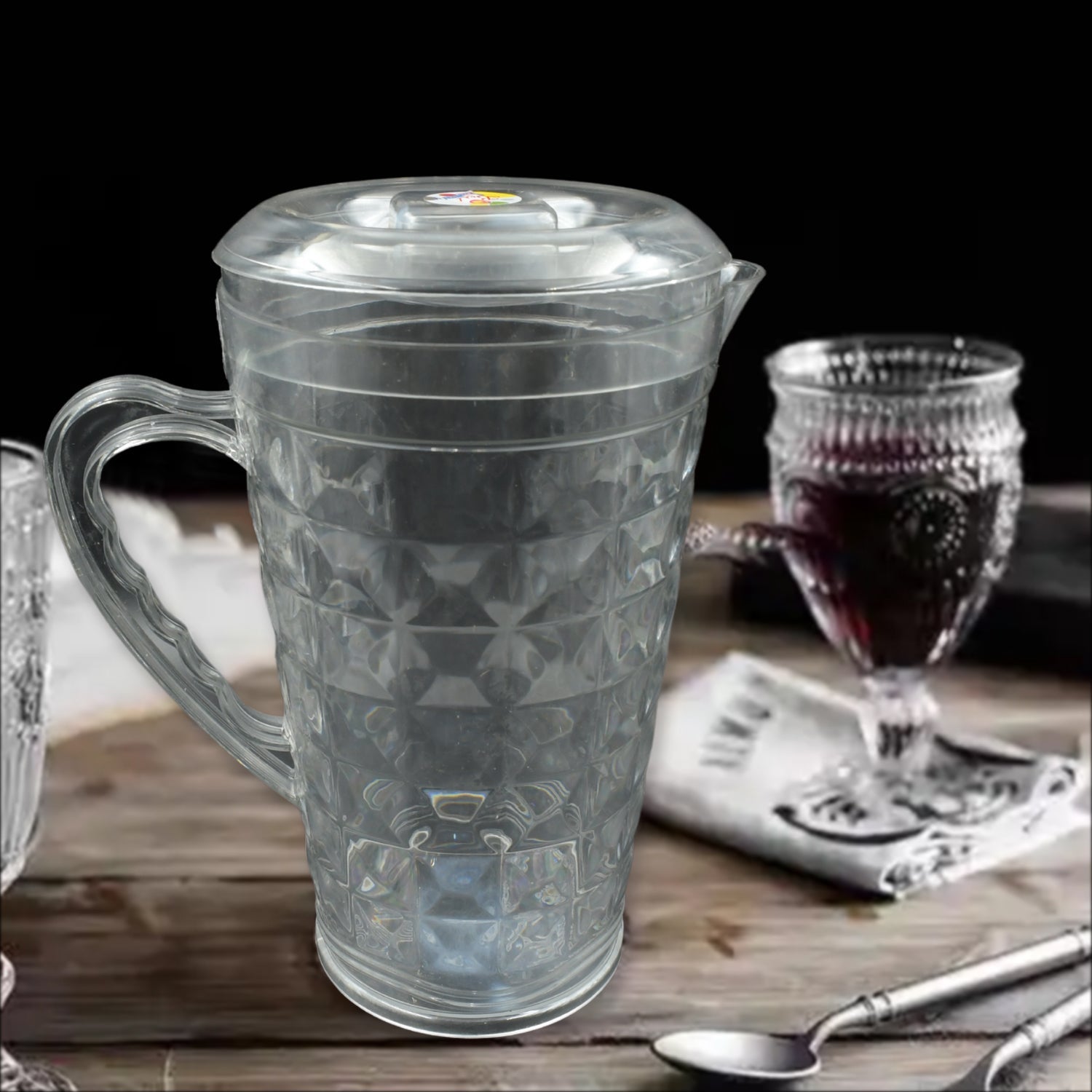 Mocktail Pet Jug Plastic Jug With lid, Drinking Beverage Jag, Transparent Tableware Reusable BPA Free, Plastic Water jug for Home use, Perfect for Home, Restaurants