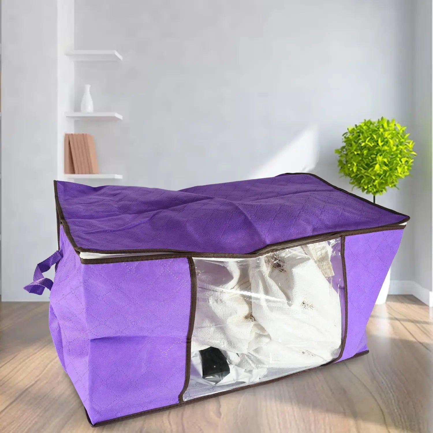 17675 Clothing storage bag with zipper, non-woven storage bag for storing the clothes and sarees. - varietybazaar.co.in