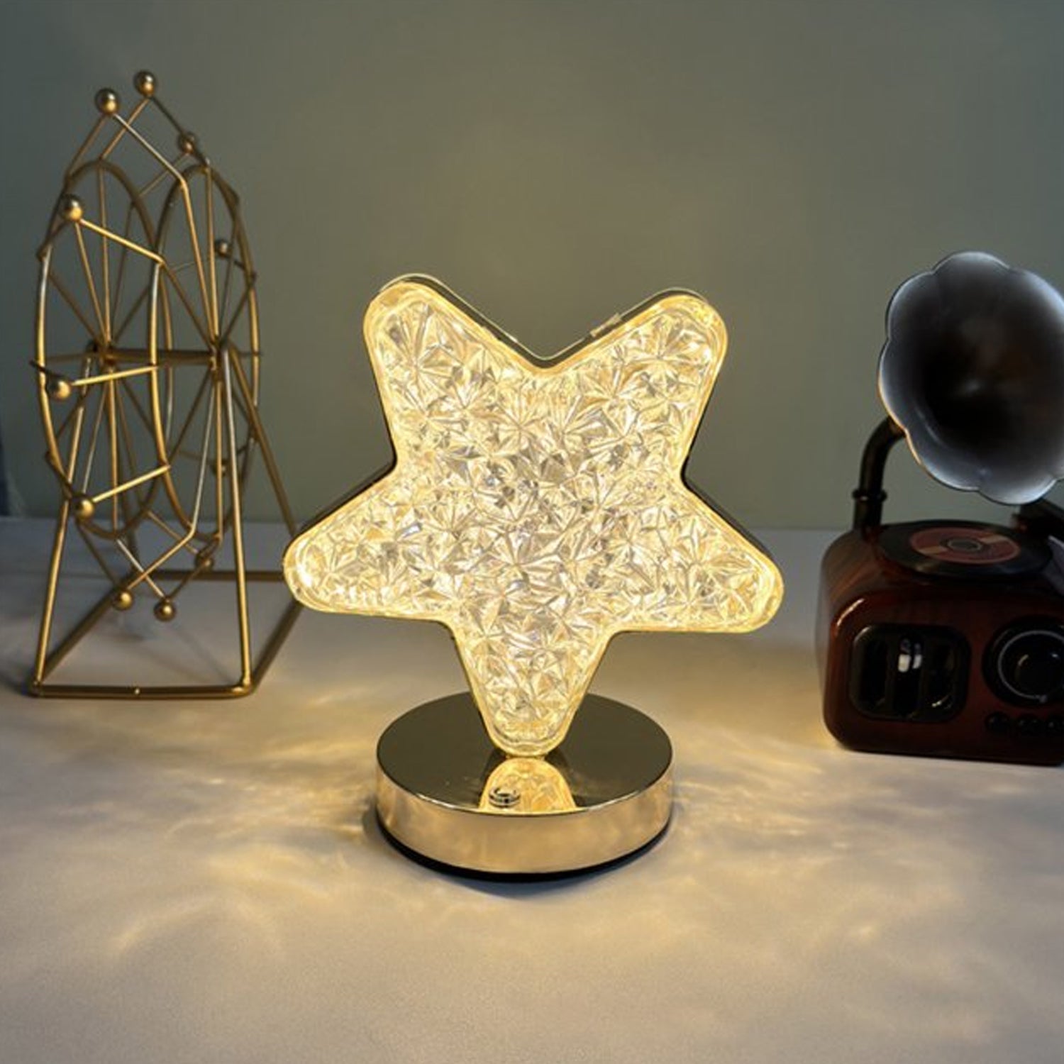 Star Crystal Diamond Touch Lamp – USB Rechargeable, 3-Way Dimmable Variety Bazaar