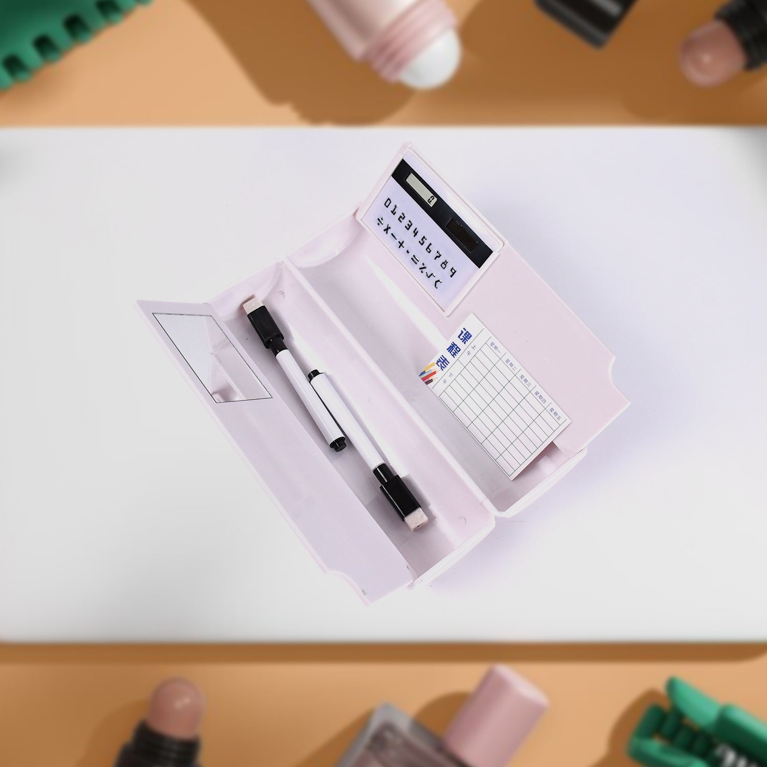 8 in 1 Compass Box, Geometry Box 2 Compartment, Pencil Box with 1 Calculator, 1 Mirror, 2 in 1 Marker Pen Variety Bazaar