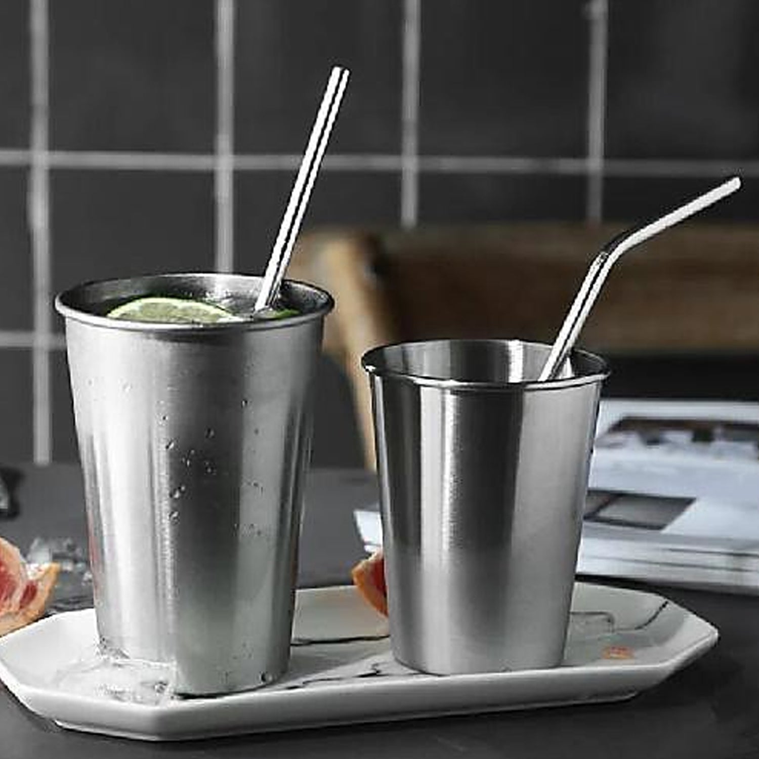 Reusable Stainless Steel Straws with Case for Drinking (4 Pc, Eco-Friendly) Variety Bazaar