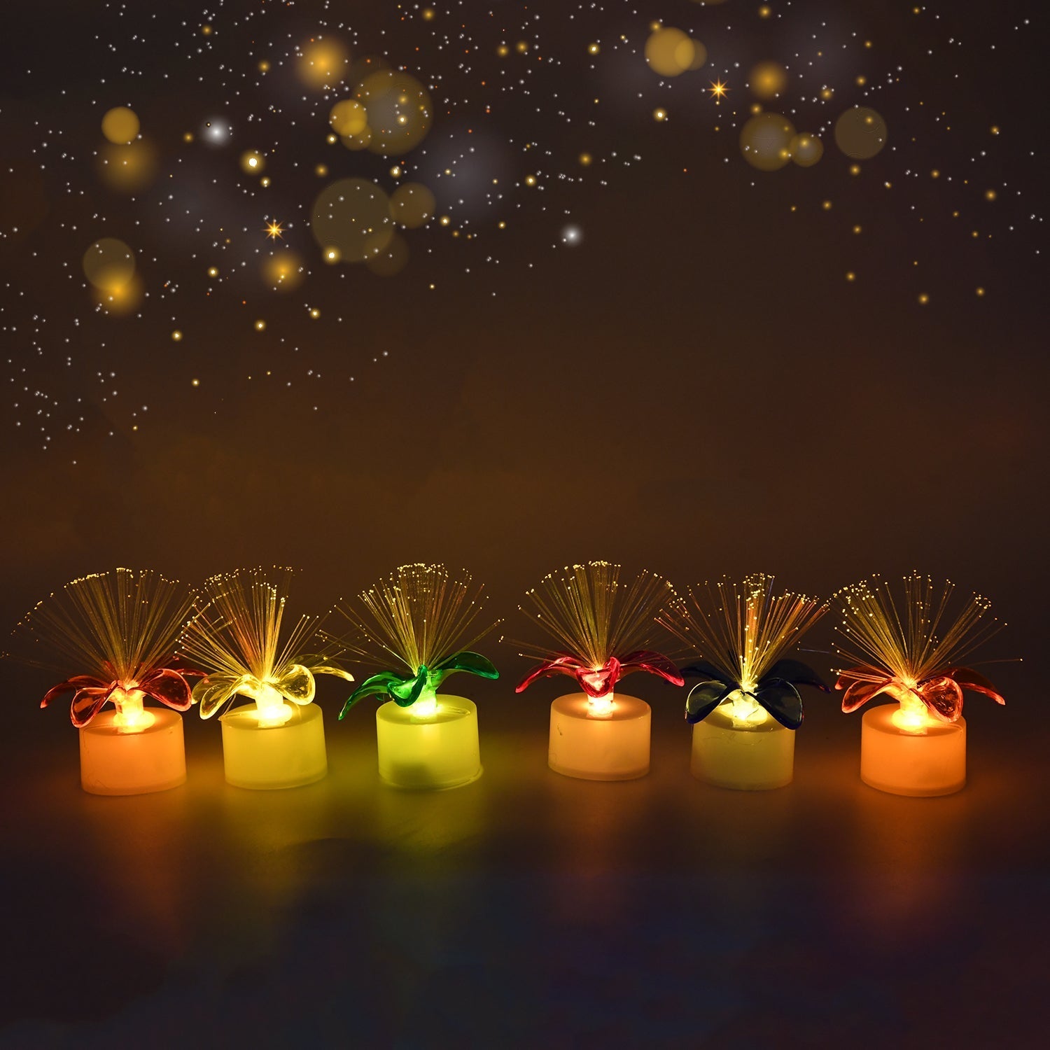 Fiber Optic Light, Mini Color Change LED Table Centerpieces, Light Up Candle - Pack of 12 Variety Bazaar