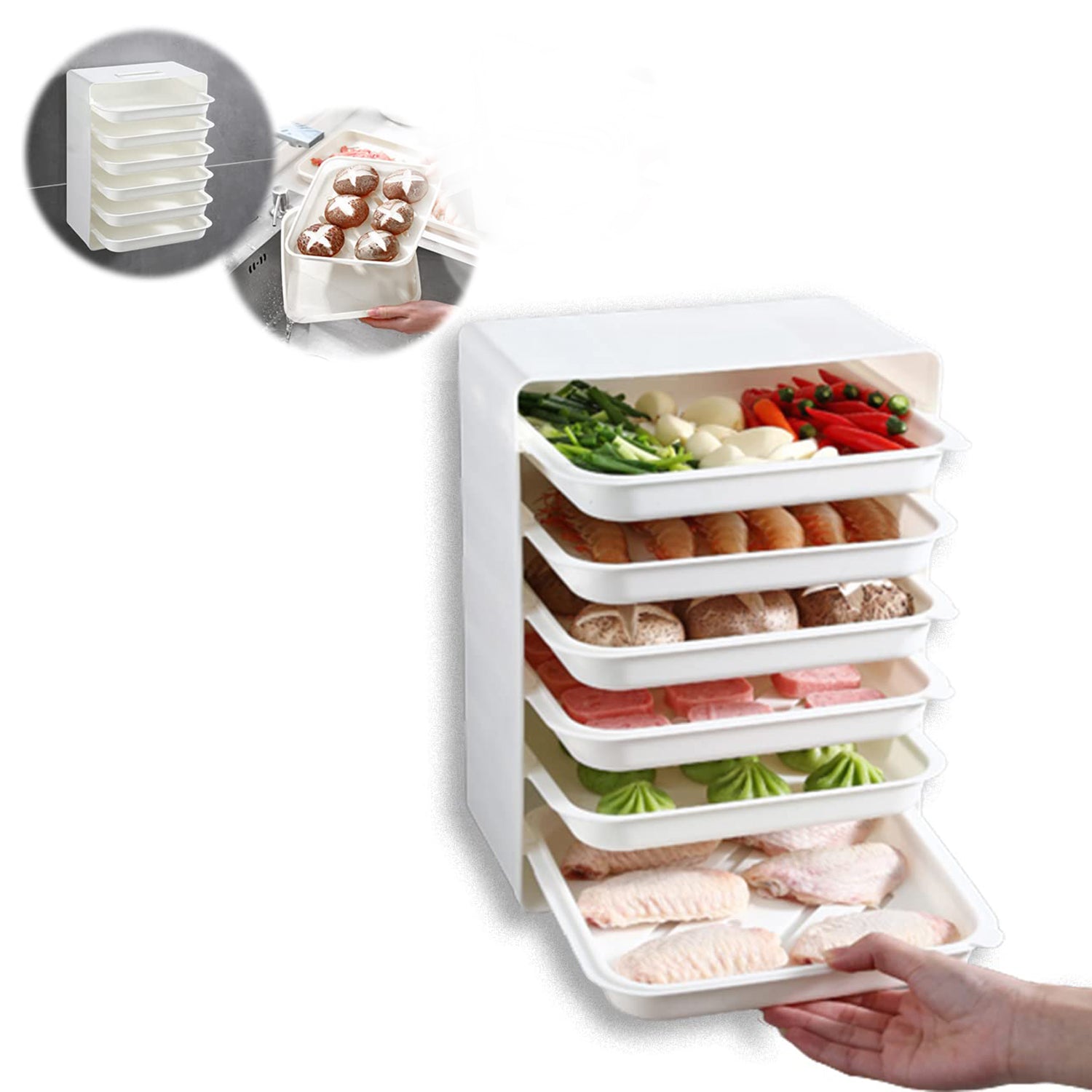 Plastic 6 Layer Wall-Mounted Food Organizer Rack (1 Set) Variety Bazaar