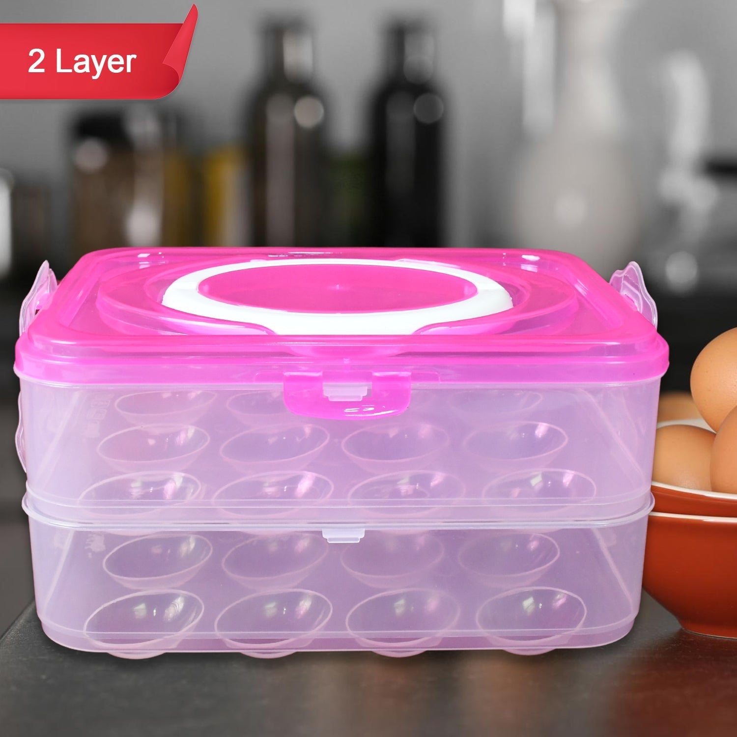 Double Layer 24 Grid Egg Storage Box for Egg Storage Container Variety Bazaar