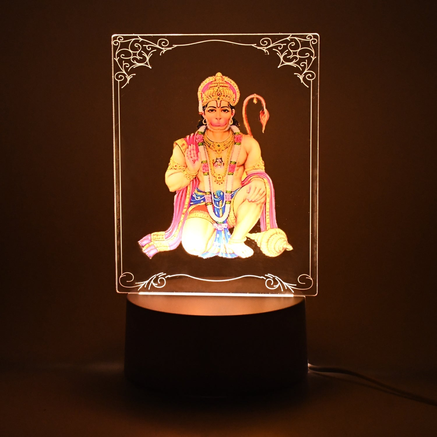 Beautiful 3D Lord Hanuman Frame with soft white light (1 Pc) Variety Bazaar