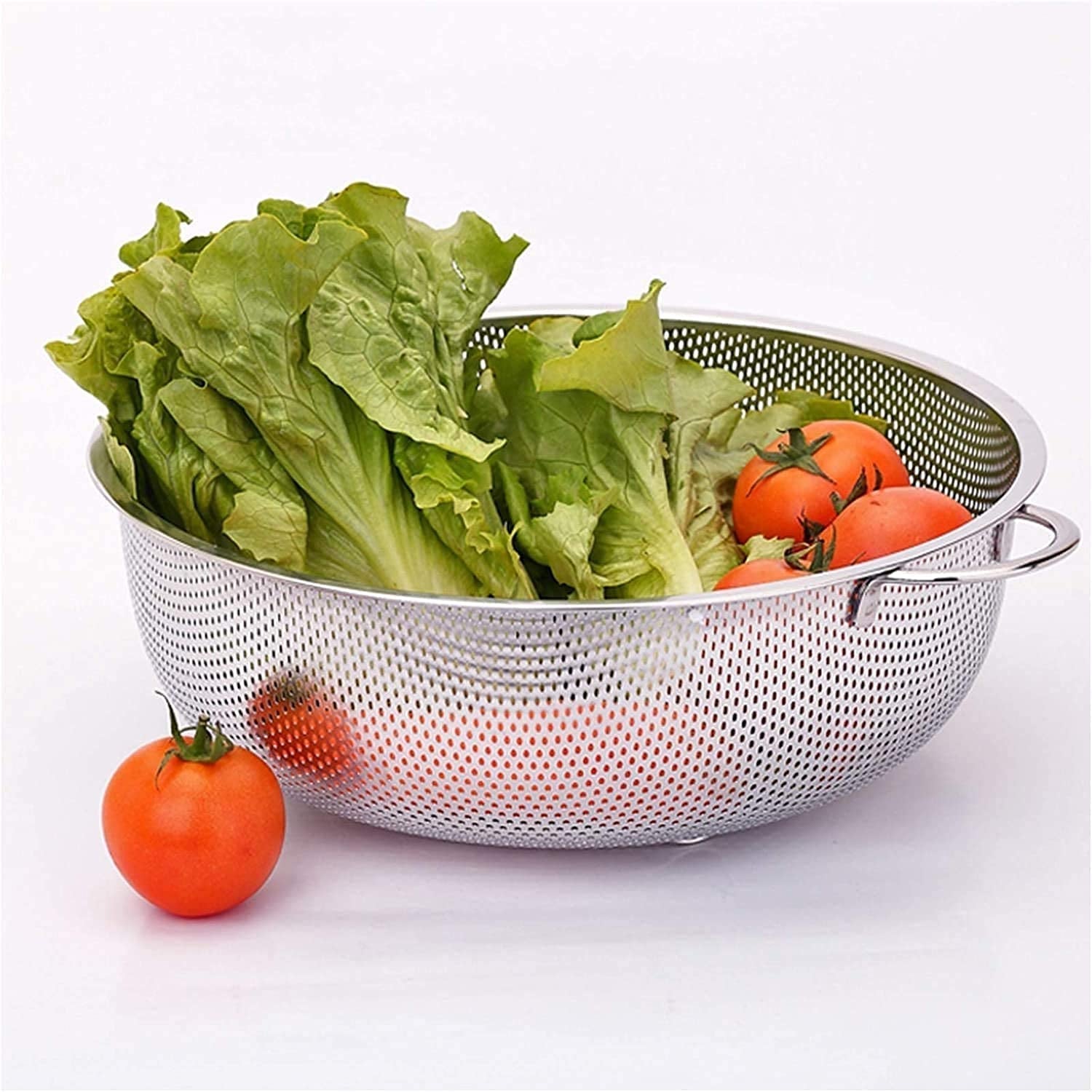 Stainless Steel Colander with Handle, Large Strainer Basket for Kitchen (25.5 cm) Variety Bazaar