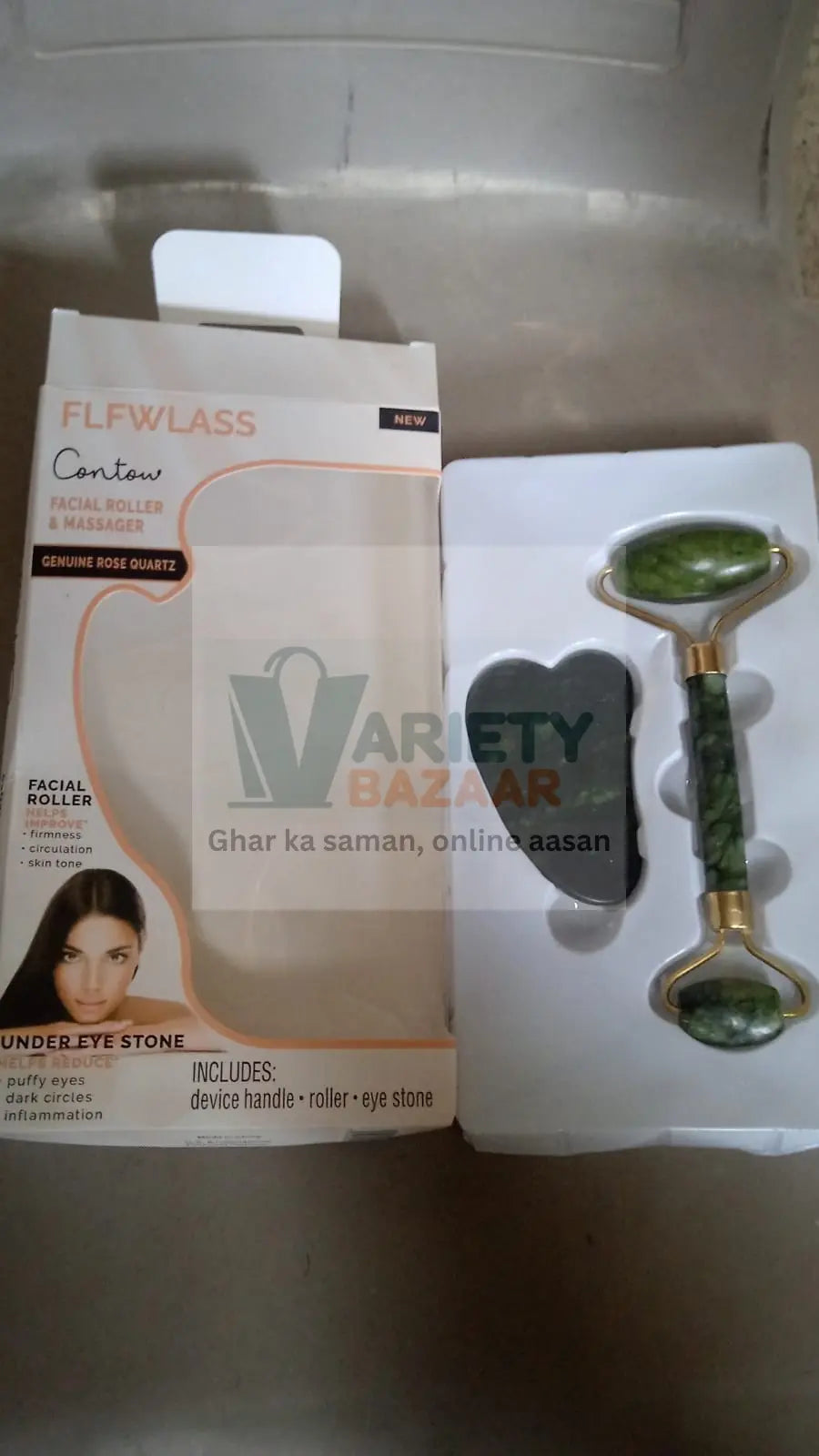 0318 Gua Sha Stone and Anti Aging Jade Roller Massager for Face Massage Natural Face Skincare Massager & Face Roller Massager for Women | Face Shaper Jade Roller and Gua Sha Set for Glowing Skin Travel Sahayak