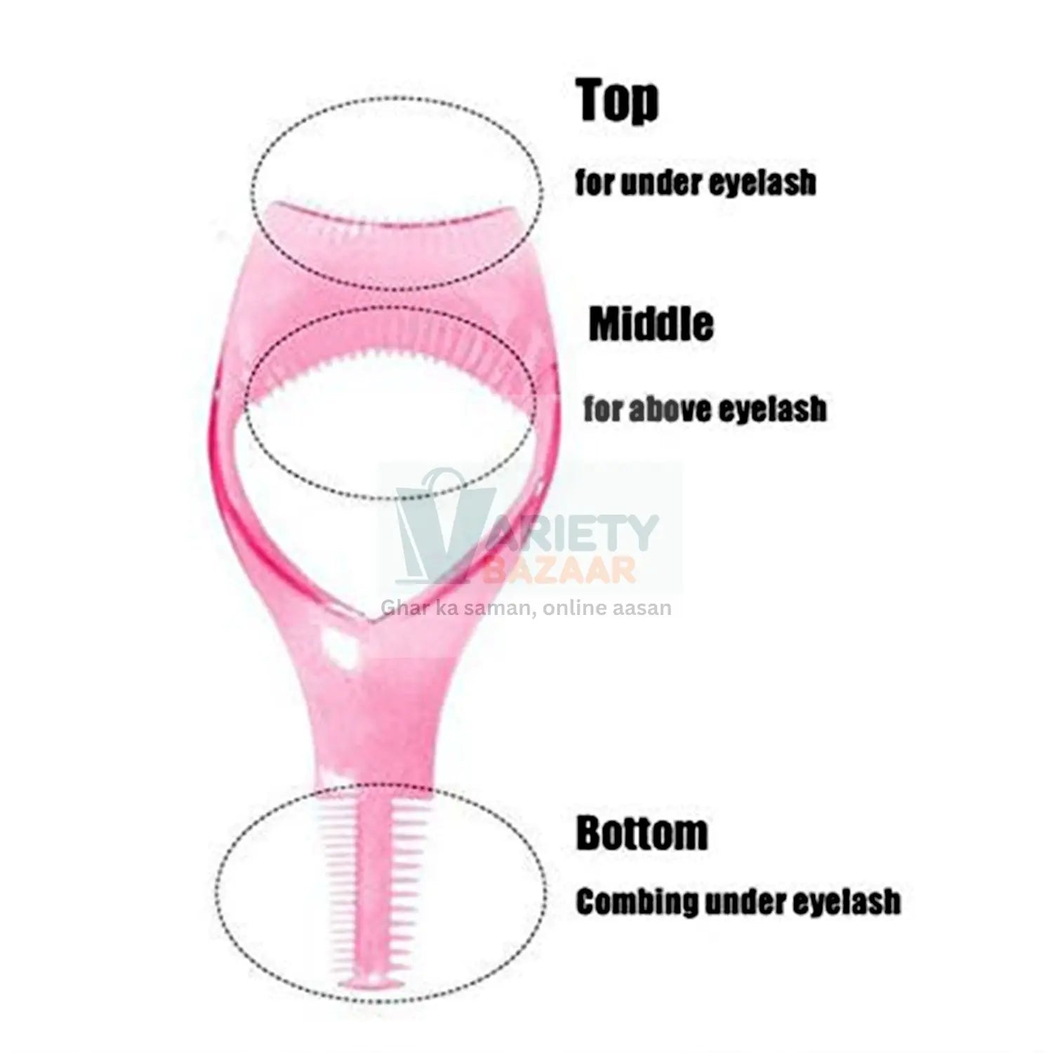 0382 3 in 1 Plastic Makeup Cosmetic Eyelash Tool Lash Mascara Applicator Eyelashes Guide Eyelashes Brush Curler Comb Eye Makeup Tool Female Supply (1 Pc) Travel Sahayak