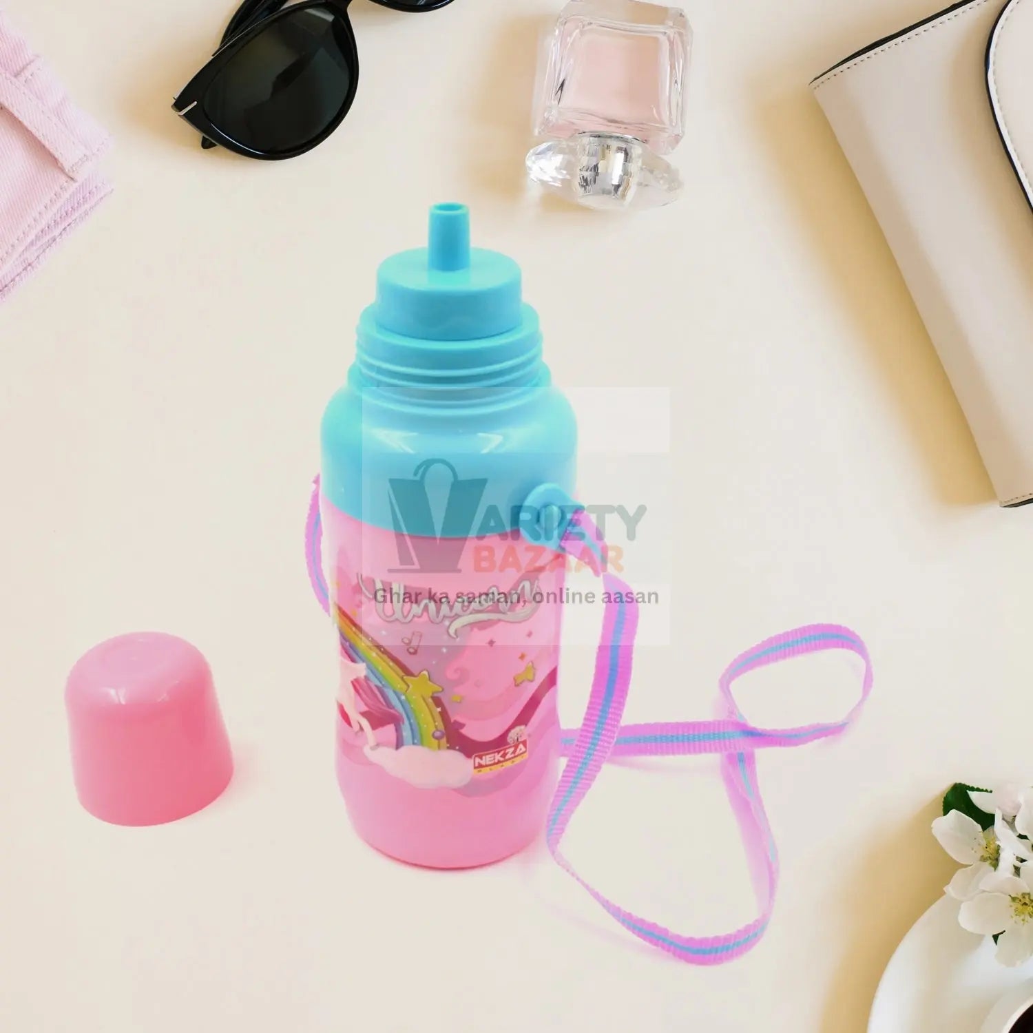 0398 Plastic Sports Insulated Water Bottle with Dori & Straw Easy to Carry High Quality Water Bottle, BPA-Free & Leak-Proof! for Kids' School, For Fridge, Office, Sports, School, Gym, Yoga (1 Pc 500ML) Travel Sahayak