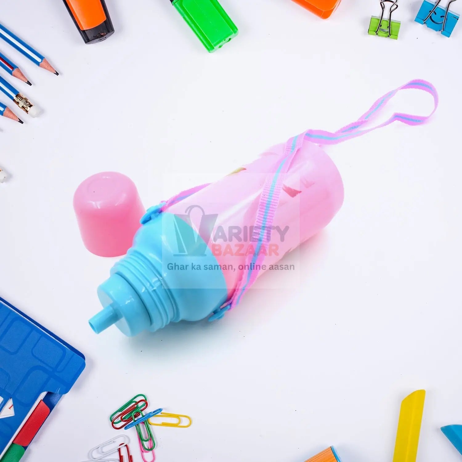 0398 Plastic Sports Insulated Water Bottle with Dori & Straw Easy to Carry High Quality Water Bottle, BPA-Free & Leak-Proof! for Kids' School, For Fridge, Office, Sports, School, Gym, Yoga (1 Pc 500ML) Travel Sahayak