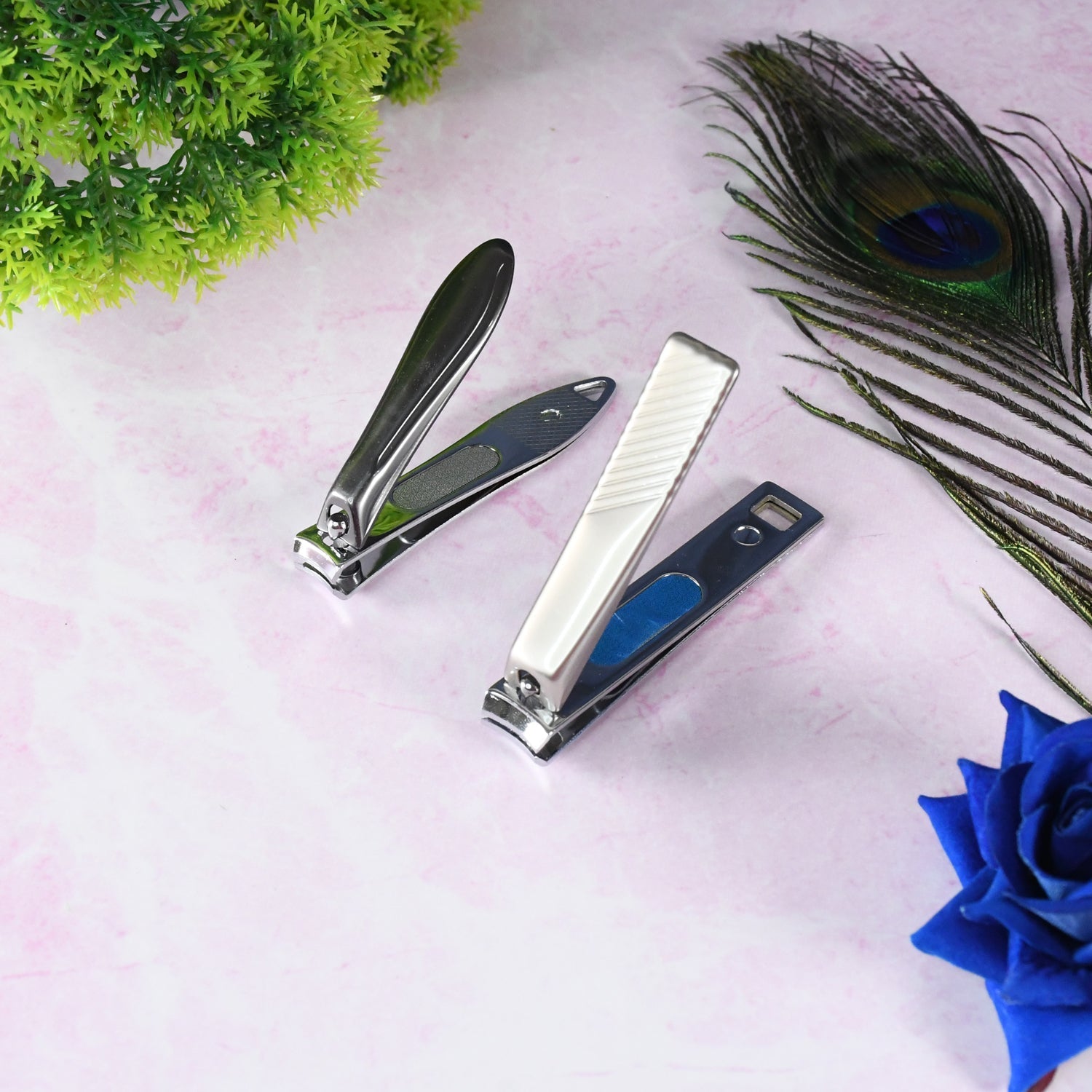 Stainless Steel Folding Portable Large Nail Clippers with Nail File (1 Pc / Mix Design) Variety Bazaar
