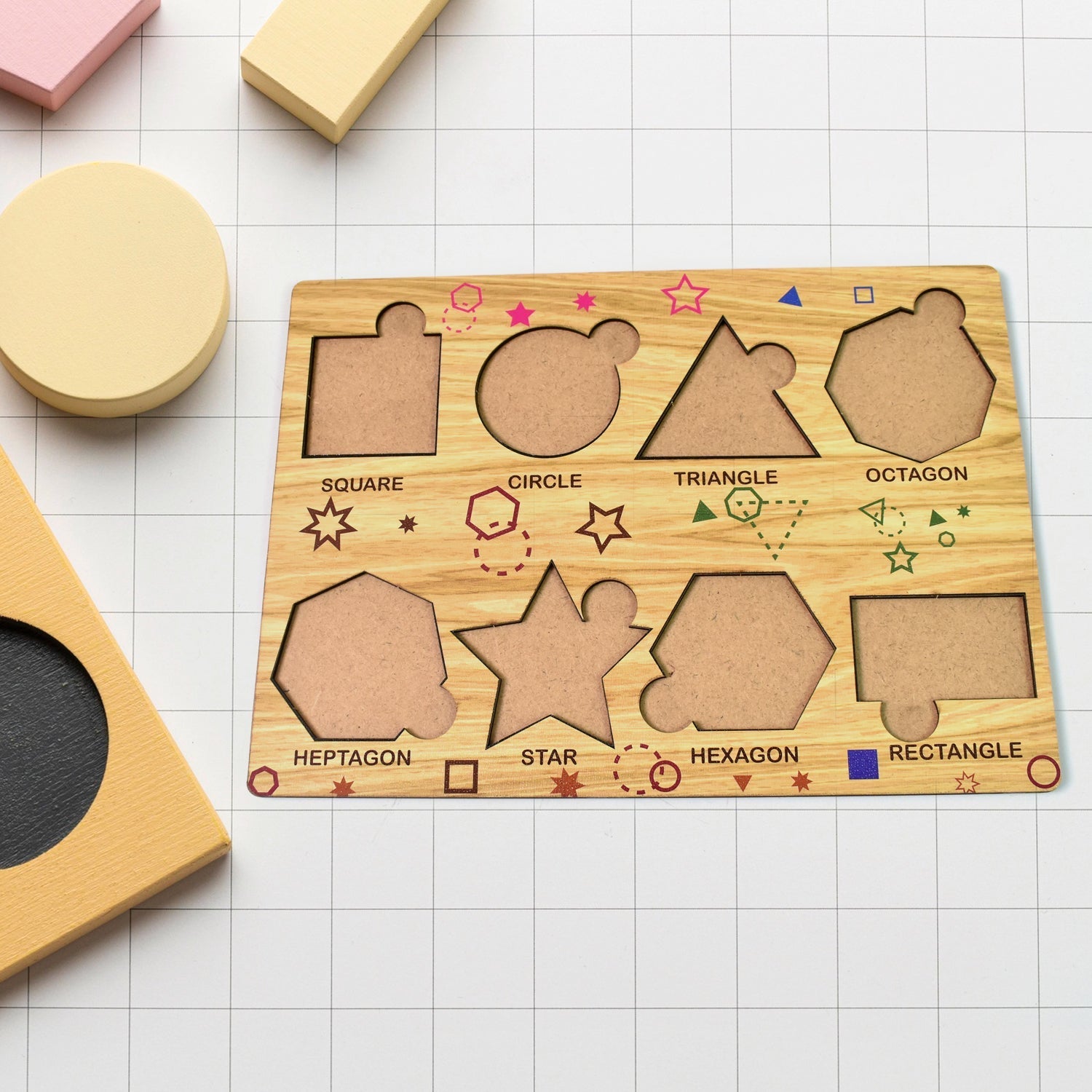 Wooden Triangles Puzzle Learning Educational Board (1 Set / 28×20 Cm) Variety Bazaar