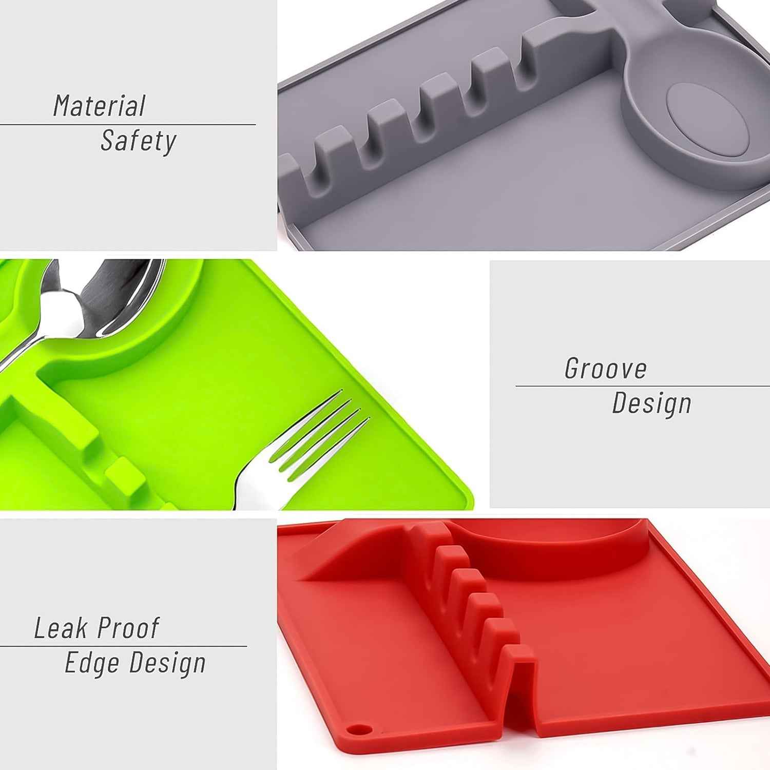 4-Slots Silicone Multifunctional Spoon Holders Fork Spatula Rack (1 Pc)