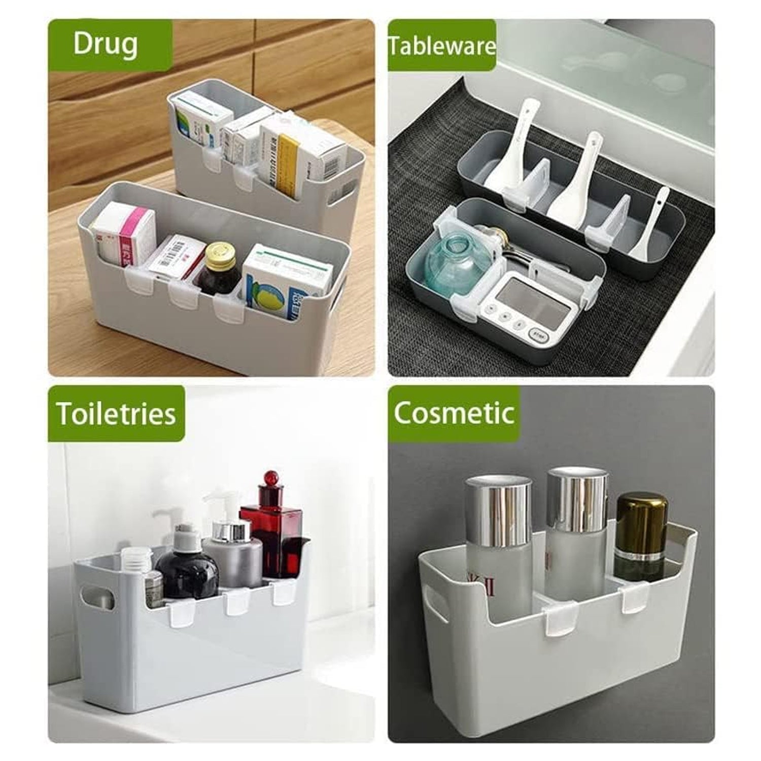 Plastic Storage Baskets Space allocator, Refrigerator Organizer Bins partition Clip (10 Pcs Set) Variety Bazaar