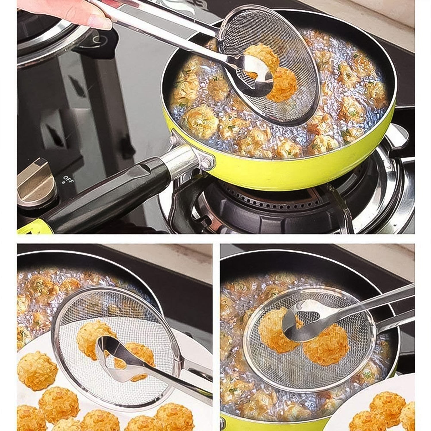 2In1 Stainless Steel Filter Spoon with Clip Food Kitchen Oil-Frying Multi-Functional Variety Bazaar