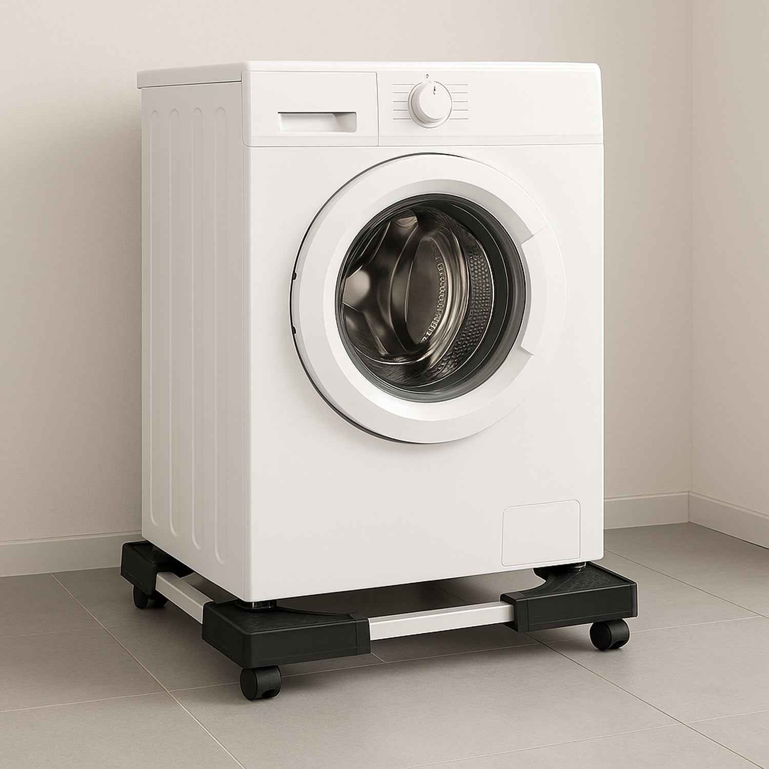 Adjustable Heavy-Duty Fridge and Washing Machine Stand Base Trolley 50x50 cm