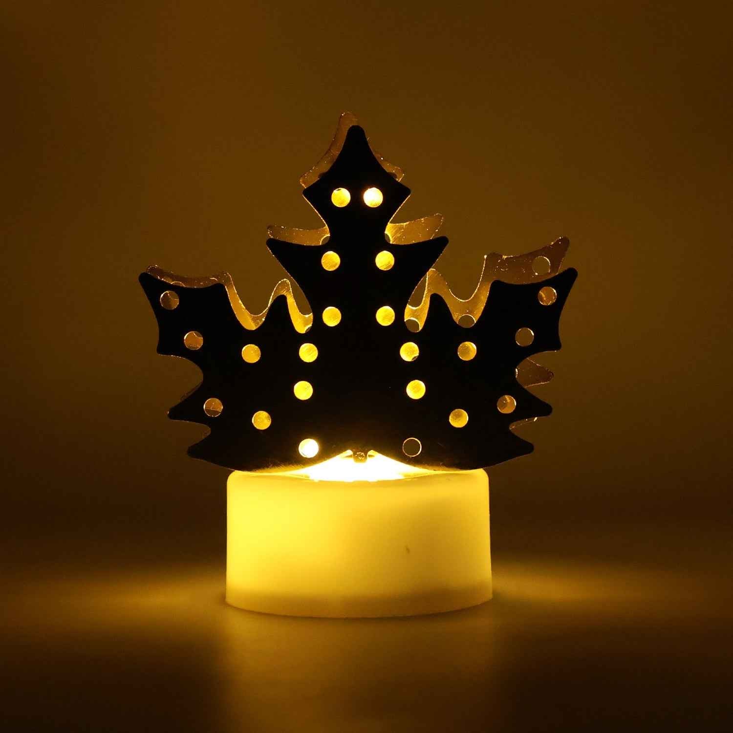 Decorative LED Gold Metal Leaf Diya Lamp (1 Pc)