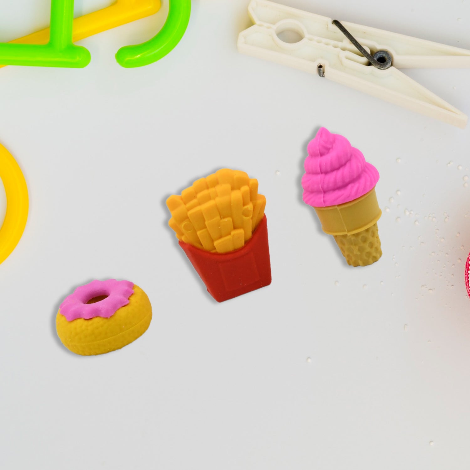 3D Food Fancy & Colorful Erasers – Cute Novelty Eraser Set for Kids & School Prize (1 Set / Mix Design & Color) Variety Bazaar