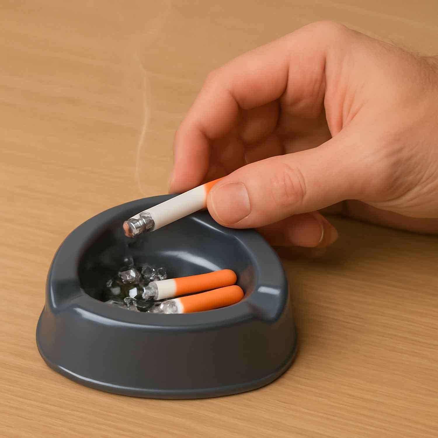 Oblivion Durable Plastic Ashtray with Wide Bowl and Triple Cigarette Holder Slots (1 pc)