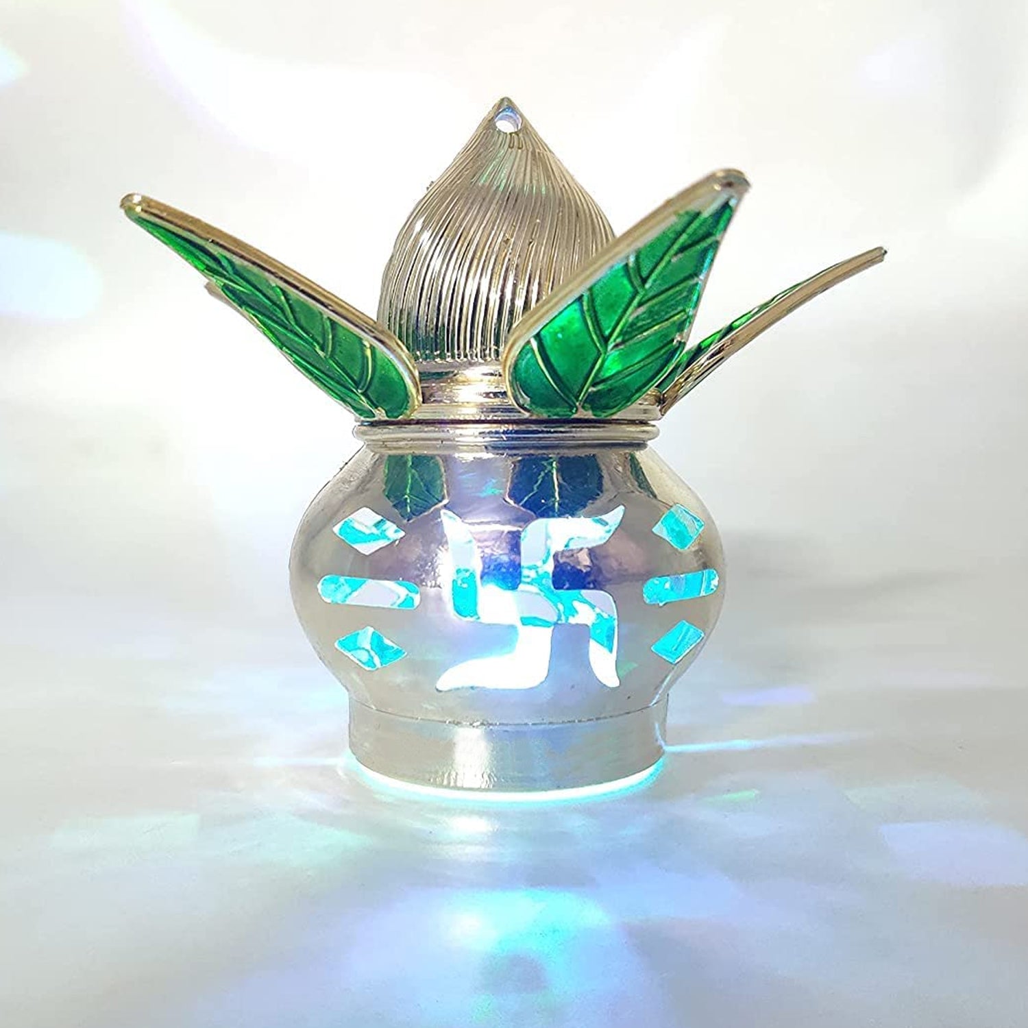 Gold Plated Eco Friendly LED Kalash for Pooja Mandir (1 pc / Multicolor LED) Variety Bazaar