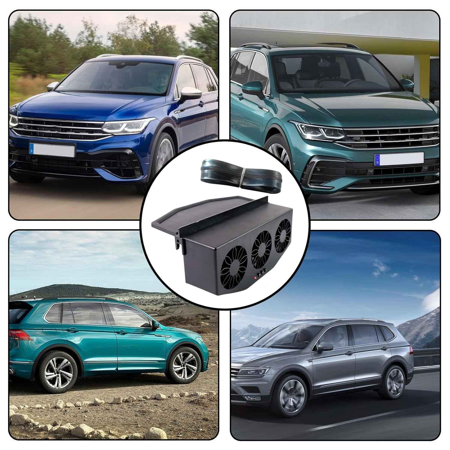 Triple Fan Solar Powered Car Exhaust Ventilation System with USB Charging