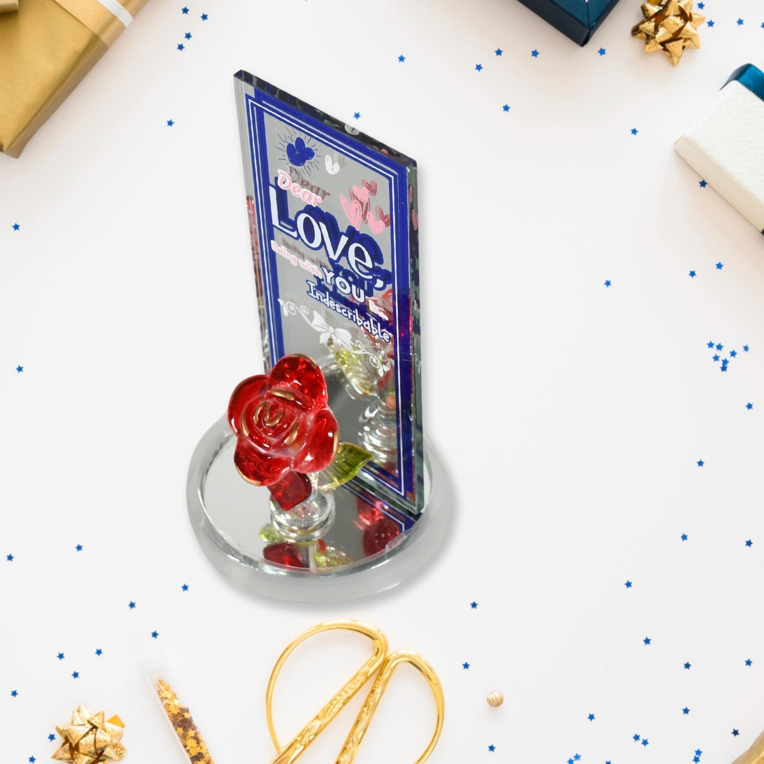 Lovely Rose Gift Showpiece, Love showpiece Valentine's Day Gift, Cute Anniversary, Wedding, Birthday, Boyfriend, Husband Romantic Unique Gift Set, Home Decoration Gift Set (1 Pc) travel sahayak