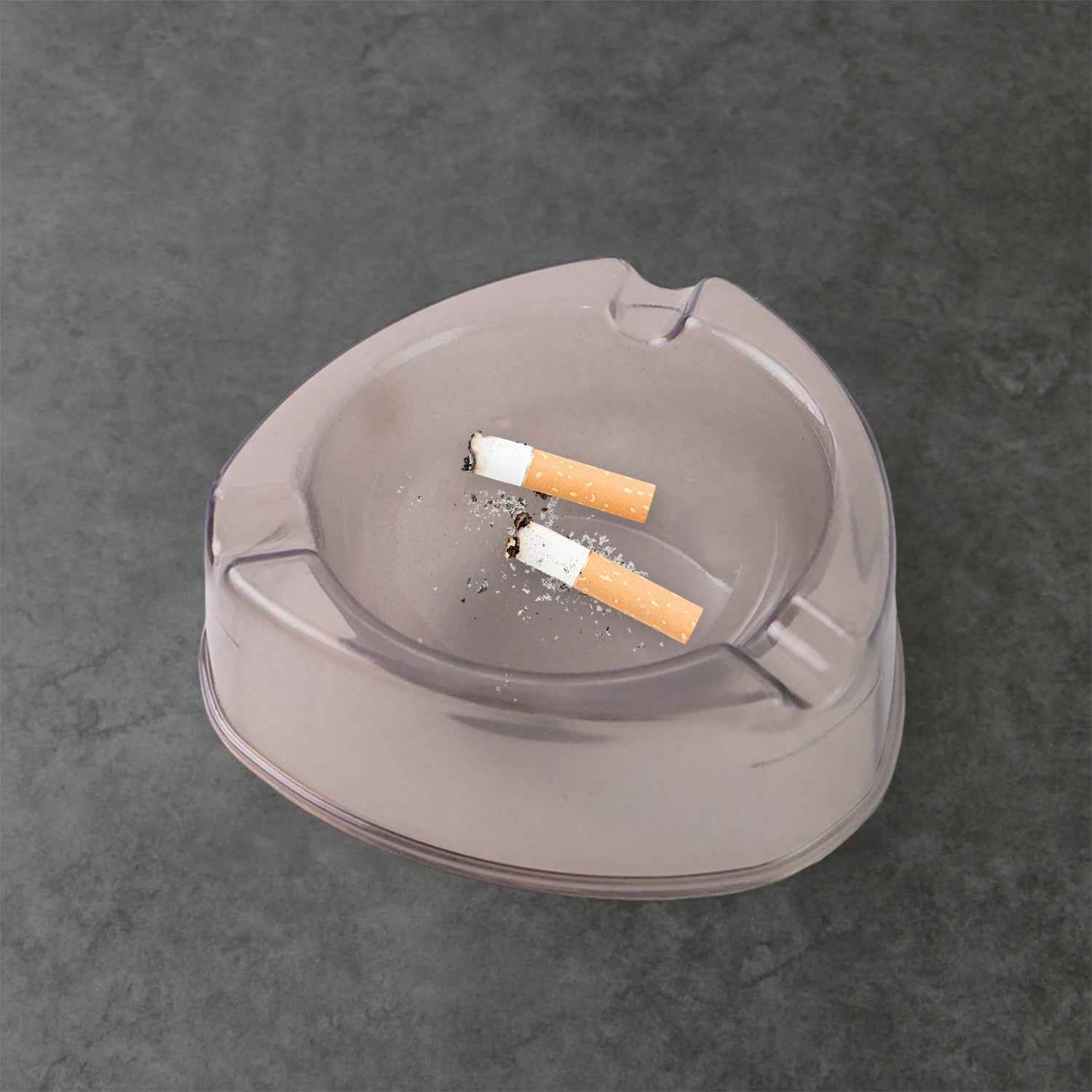 Oblivion Transparent White Ashtray with Cigarette Holder Grooves – Modern Smoke Disposal Tray (1 Pc)