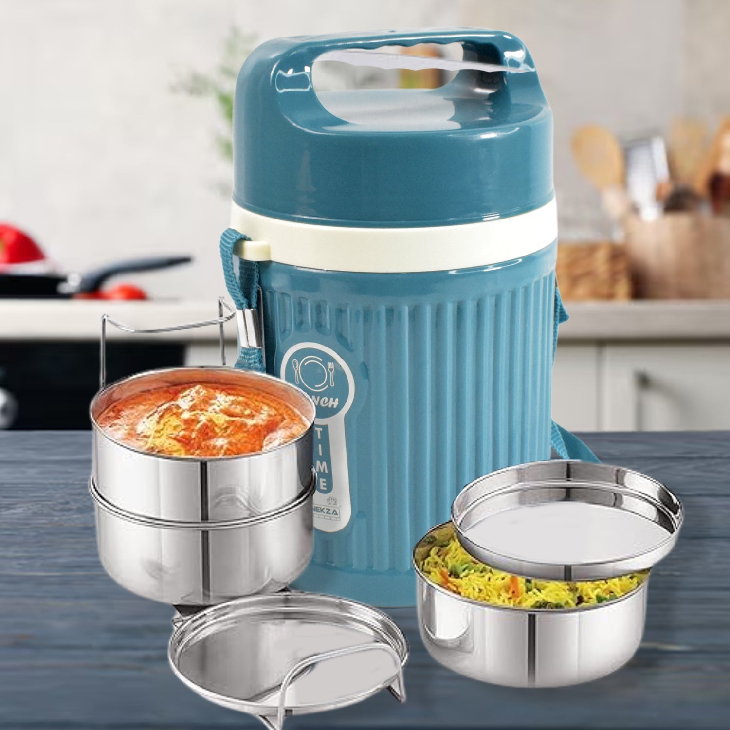Stackable Insulated Tiffin with Handle (1 Pc): Leakproof, Hot Food Container Variety Bazaar
