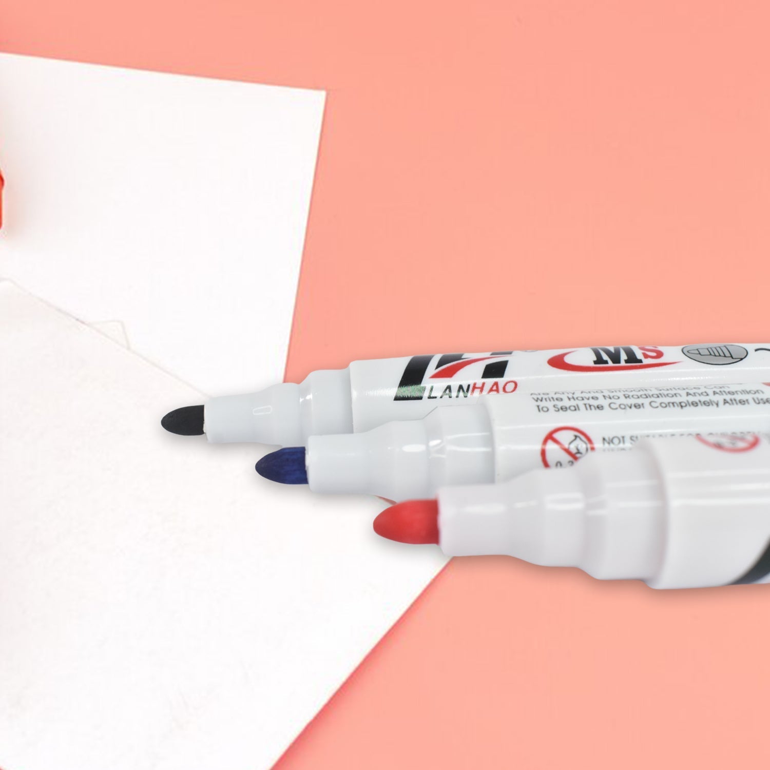 Whiteboard Marker Set (Blue, Black, Red) with Board Duster - Pack of 4 Variety Bazaar