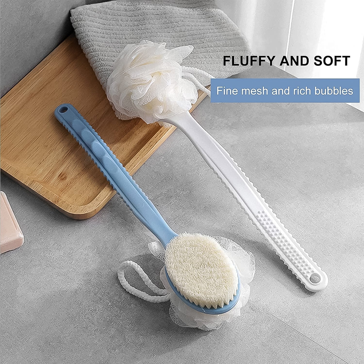 2in1 Bath Brush With Long Handle Variety Bazaar