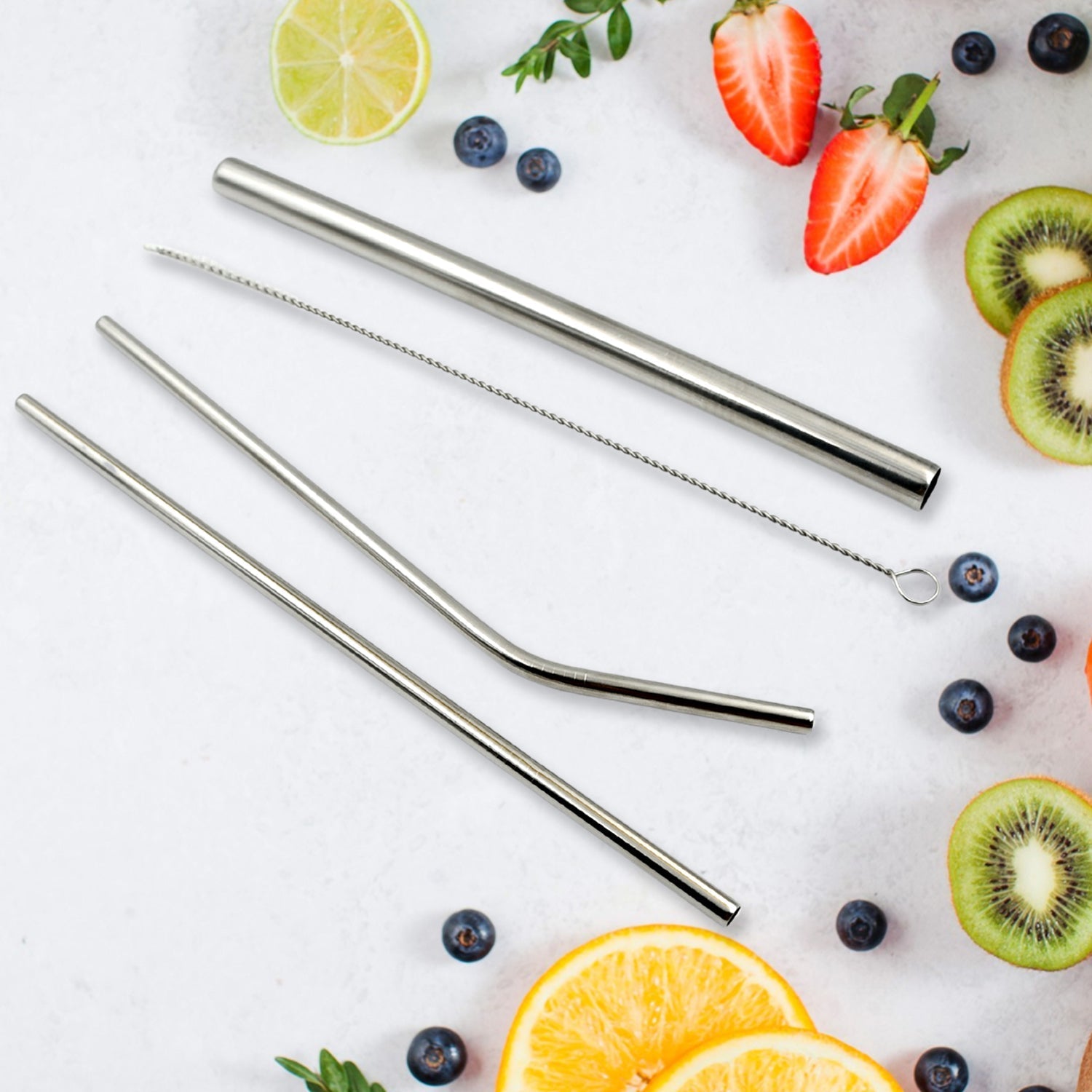 Reusable Stainless Steel Straws with Case for Drinking (4 Pc, Eco-Friendly) Variety Bazaar