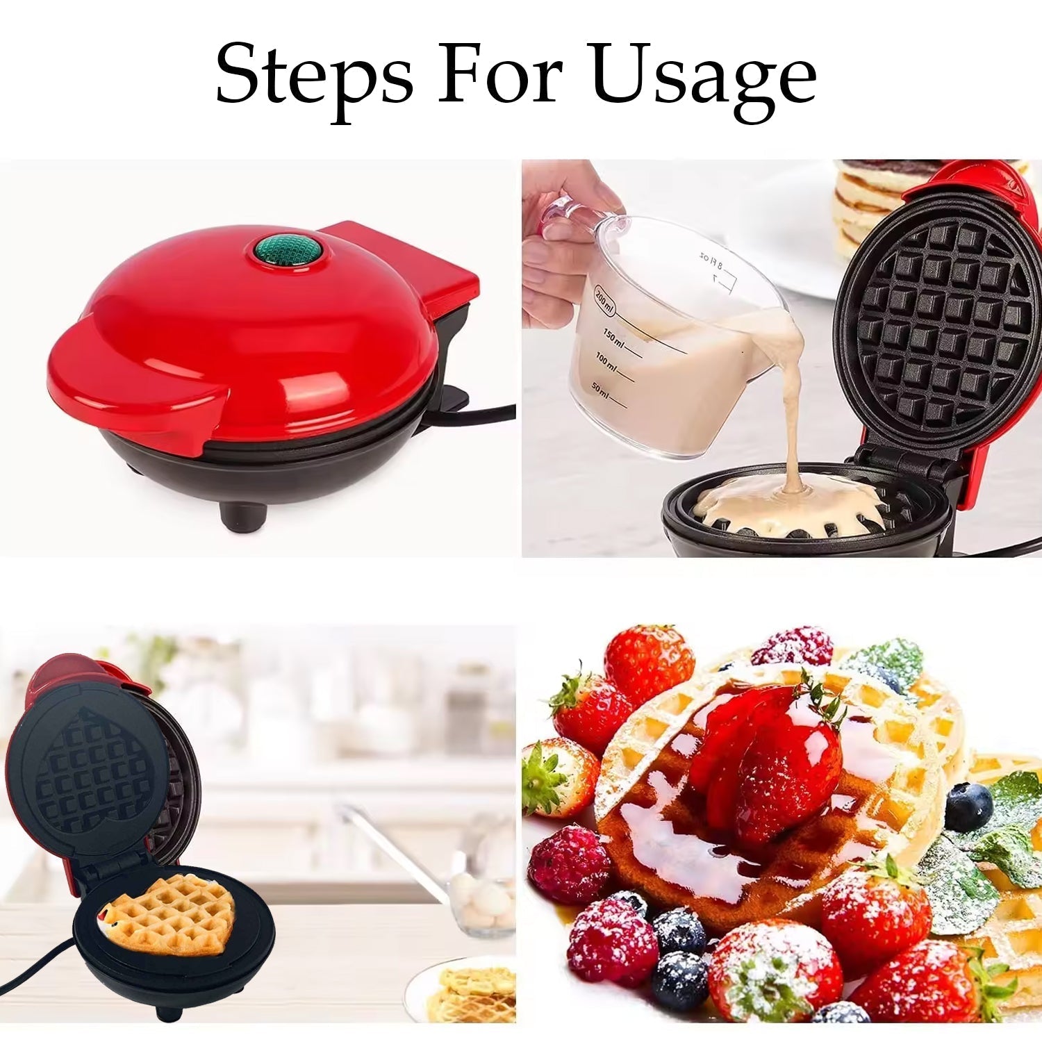 Mini Waffle Maker Machine Waffle Iron Home Appliances Kitchen Gift Easy To Clean, On-Stick Surfaces, Perfect Breakfast, Dessert, Sandwich, Cakes, Other Snacks Machine Variety Bazaar