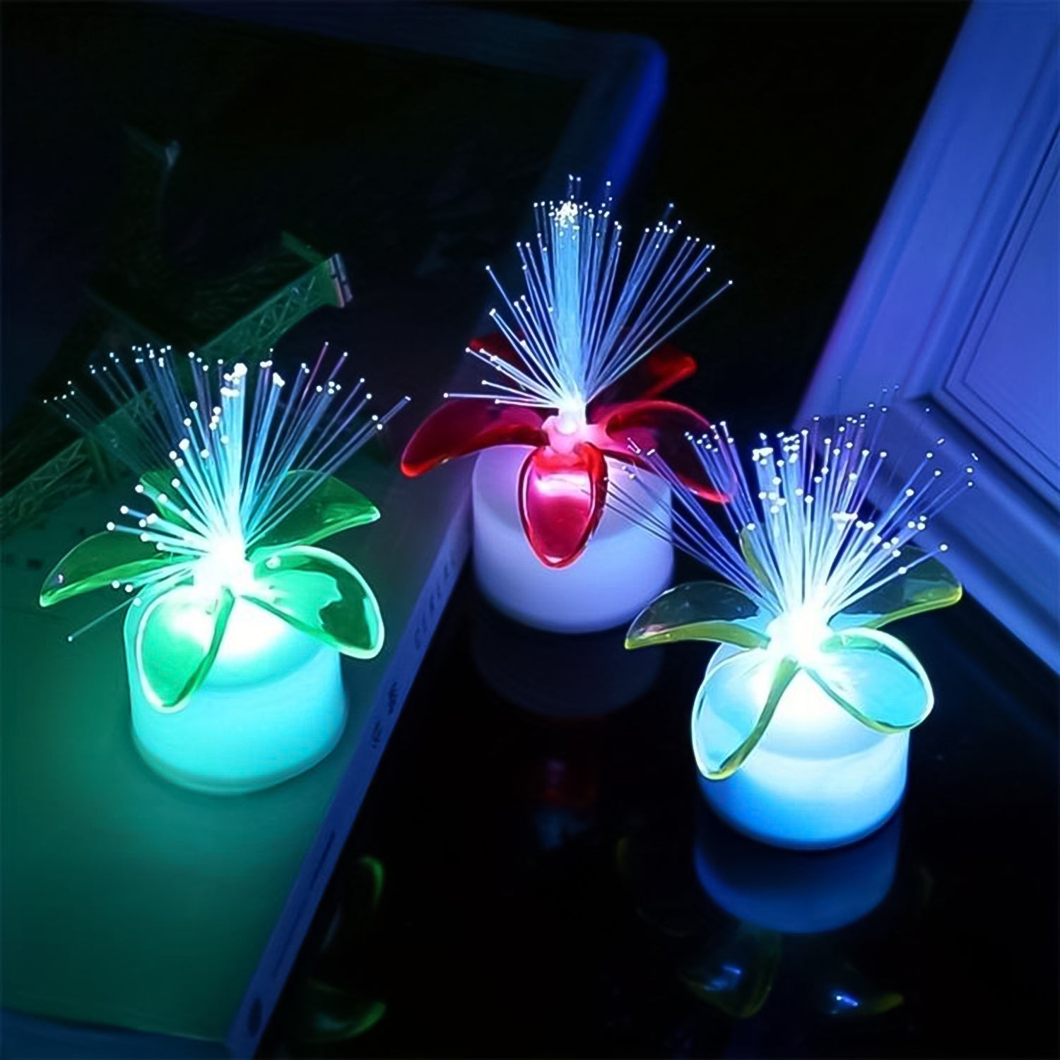 Fiber Optic Light, Mini Color Change LED Table Centerpieces, Light Up Candle - Pack of 12 Variety Bazaar