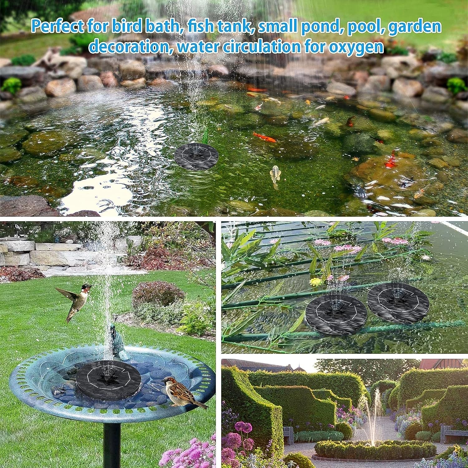 Fast Fountain by Pocket Hose - Solar-Powered - Instantly Adds a Water Feature Virtually Anywhere - 5 Spray Modes - No Installation or Batteries Required - Great for Bird Baths, Pools, Pond & More (1 Pc) Variety Bazaar
