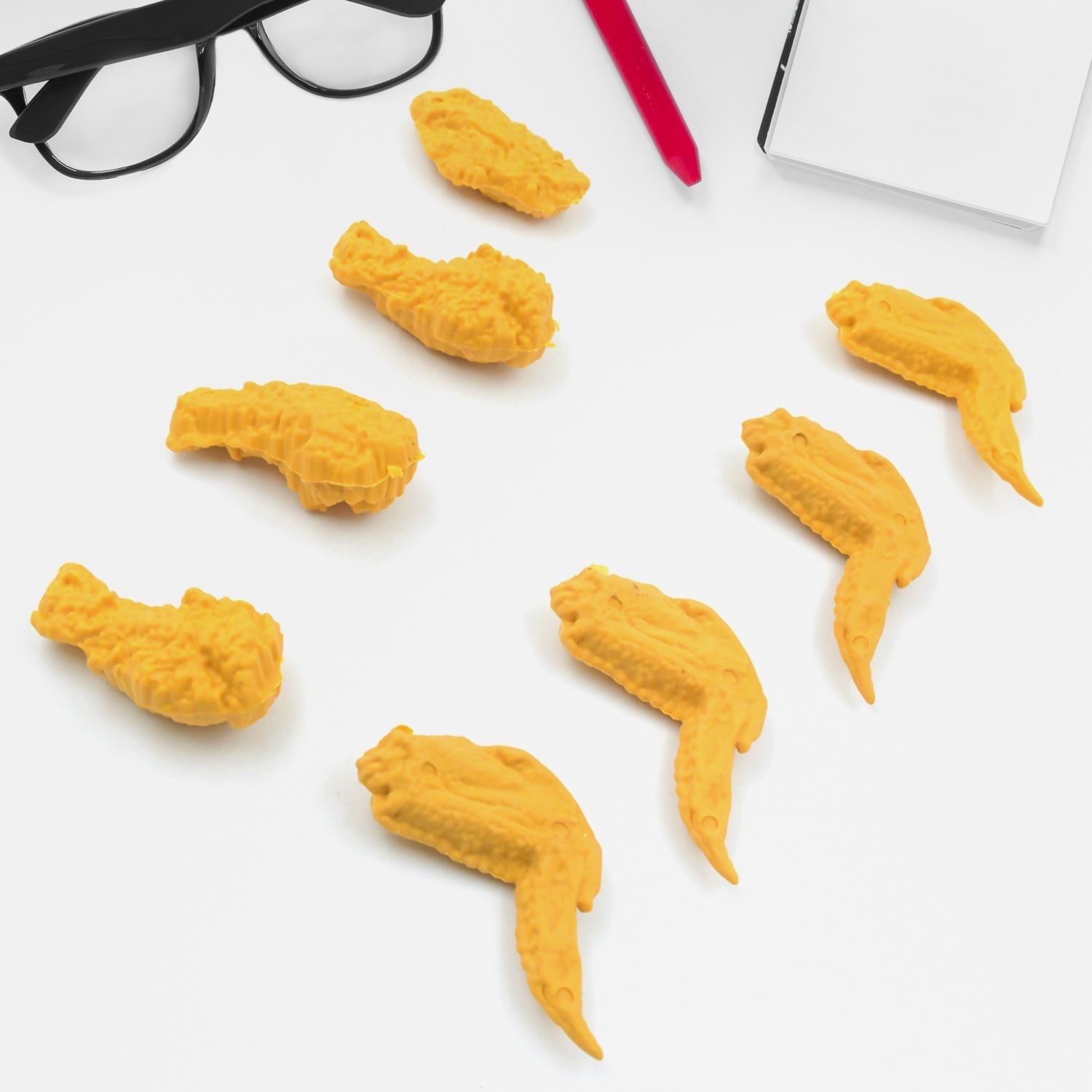 Cute Chicken Wing & Leg Erasers for Kids & Students (8 Pc Set) Variety Bazaar