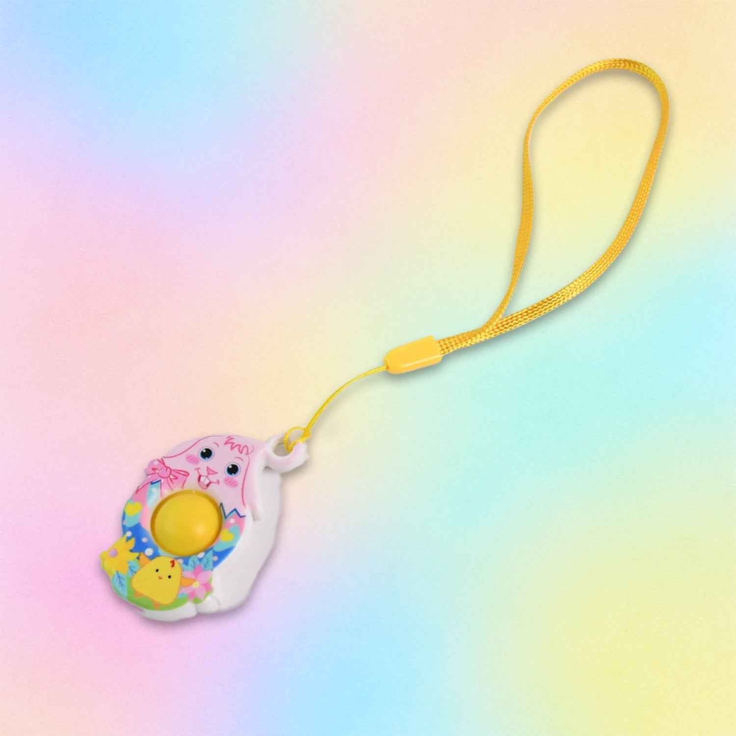 Mini Cartoon Chick-Shaped Push Pop Fidget Toy with Hanging Strap (1 Pc)