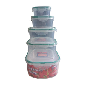 Kitchen Storage Containers Set – Fridge Storage, Plastic Organizer, Snap-Seal Lunch Box (5 Pcs Set) Variety Bazaar