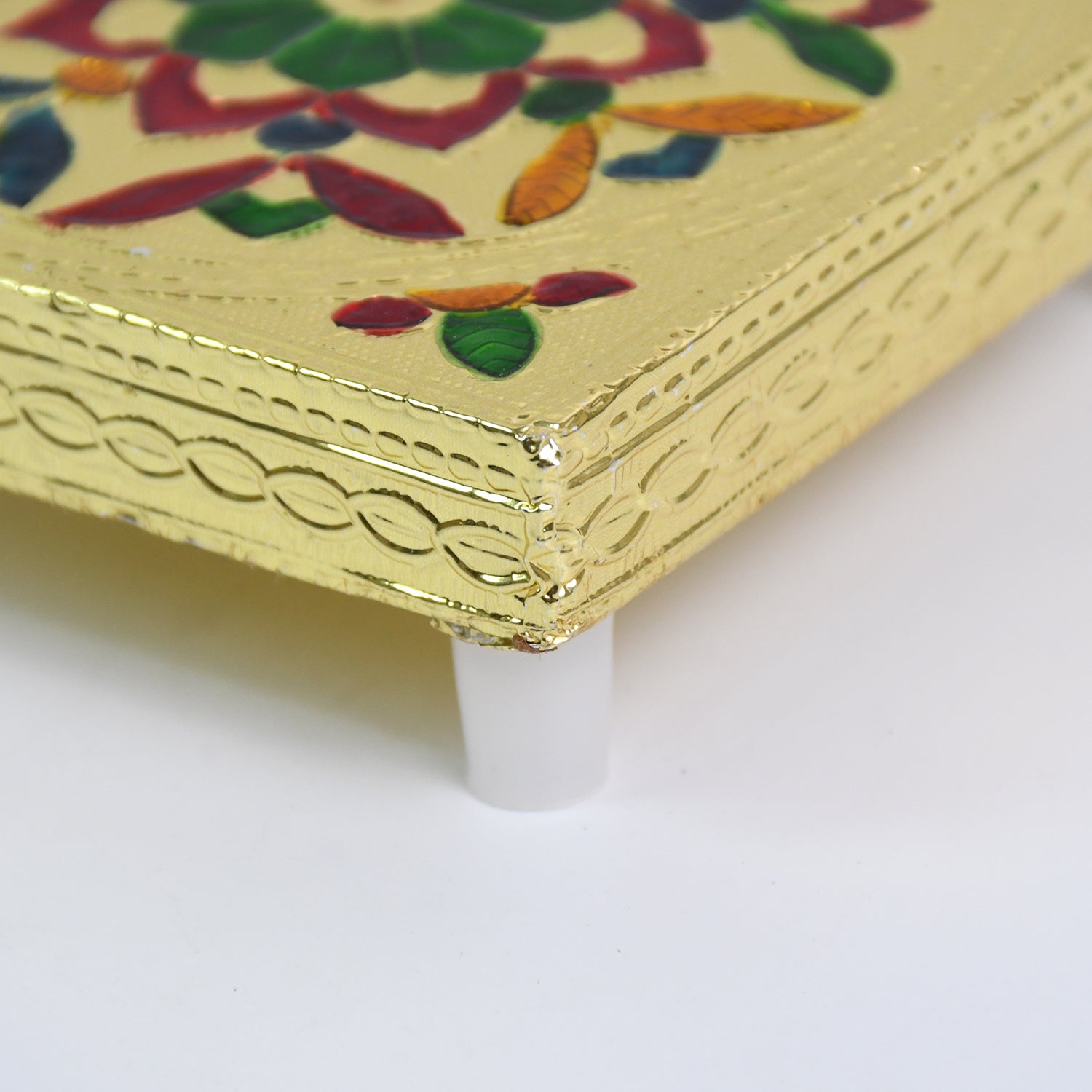 Handicraft Wood Chowki for Pooja , Wooden Bajot (1 Pc / Mix Descign & Color) Variety Bazaar