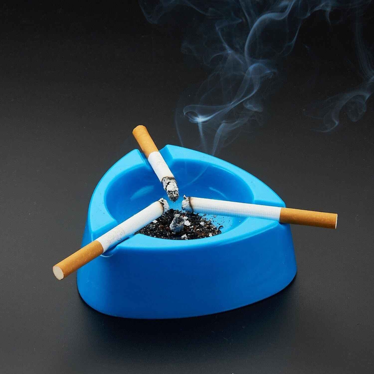 Oblivion Durable Plastic Ashtray with Wide Bowl and Triple Cigarette Holder Slots (1 Pc)