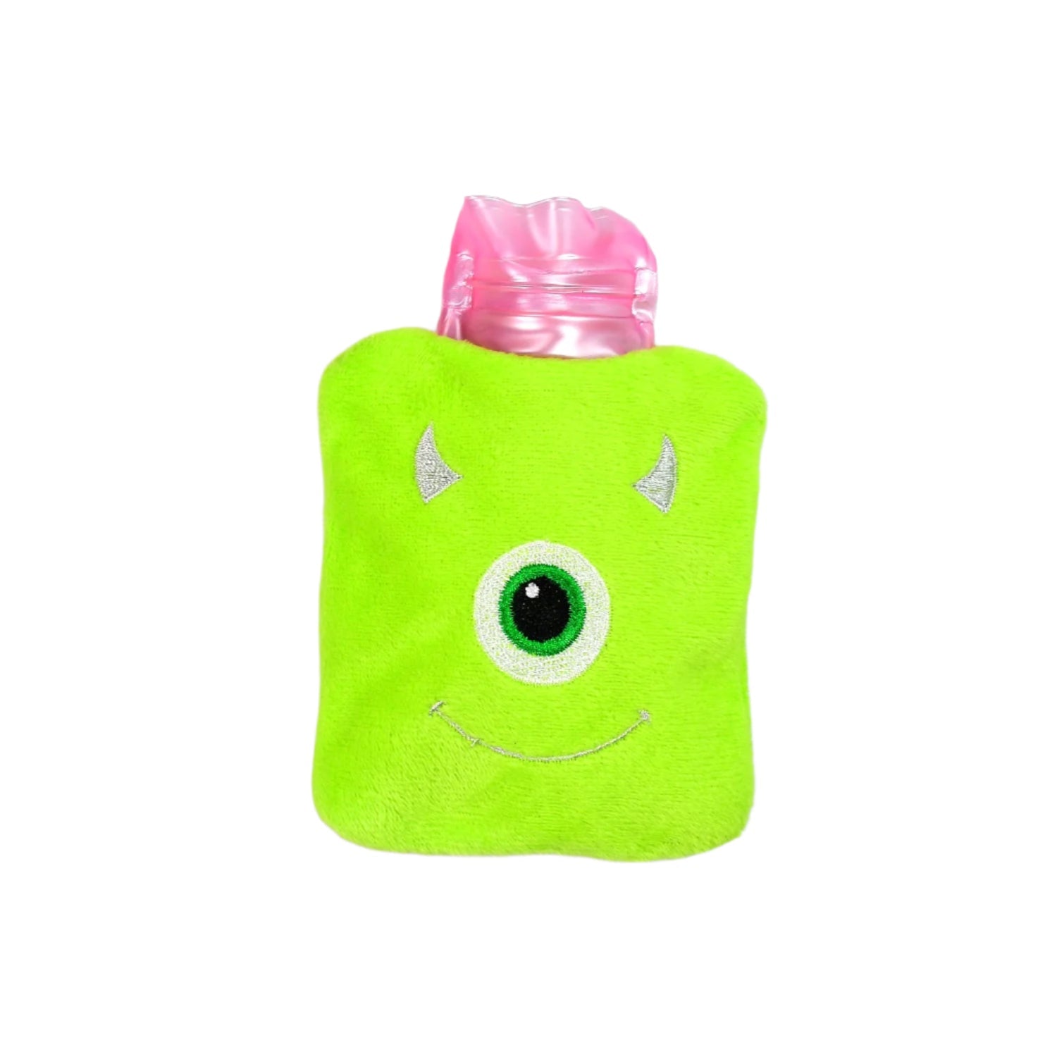 Green One-Eyed Monster Print Small Hot Water Bag with Cover for Pain Relief Variety Bazaar