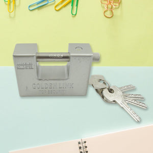 94mm Stainless Steel Padlock: Rectangular, Hardened Steel, 5 Keys Variety Bazaar