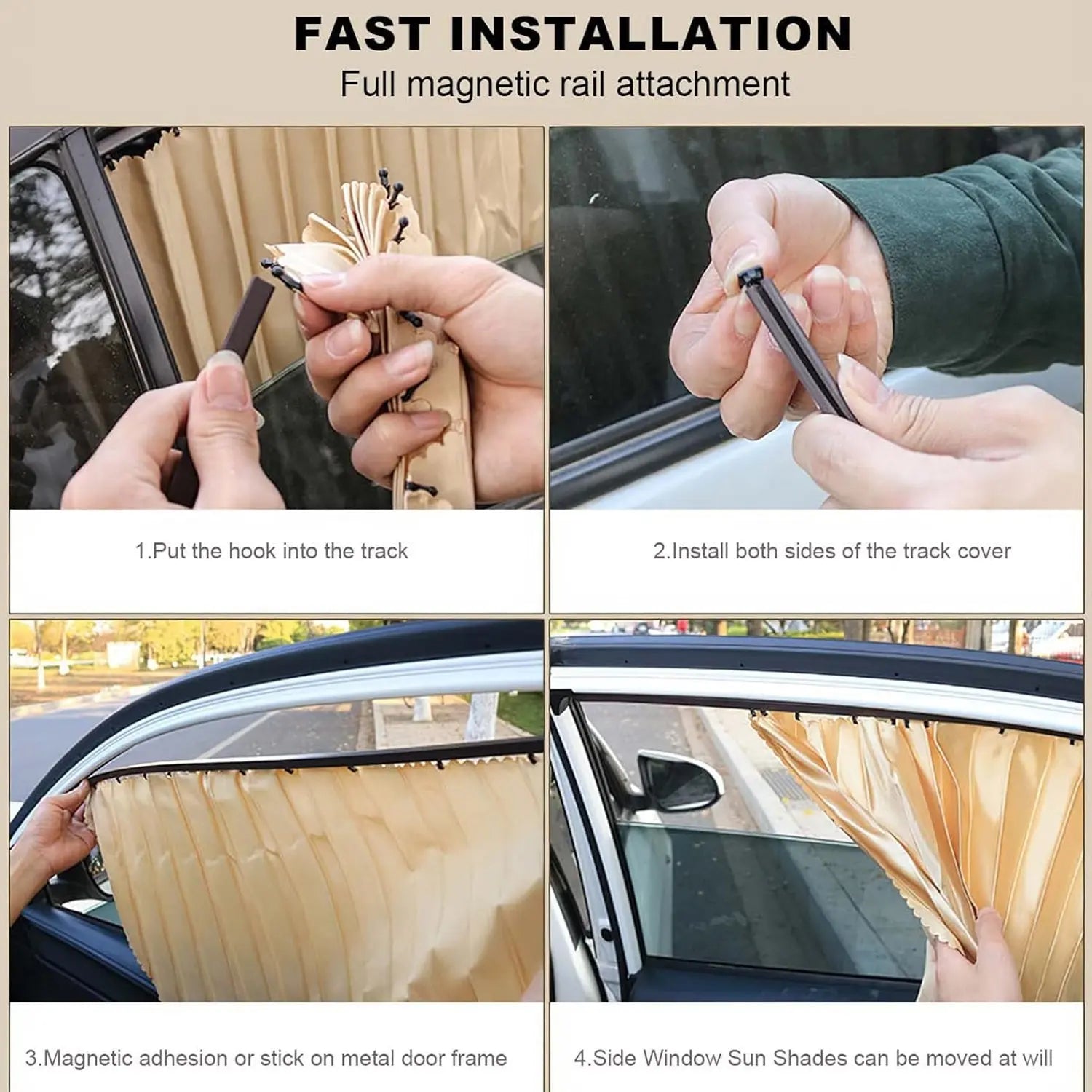 7498 Car Curtain Slat Folding Window Sunshade Magnetic Car Side Window Sun Shade Slider - varietybazaar.co.in